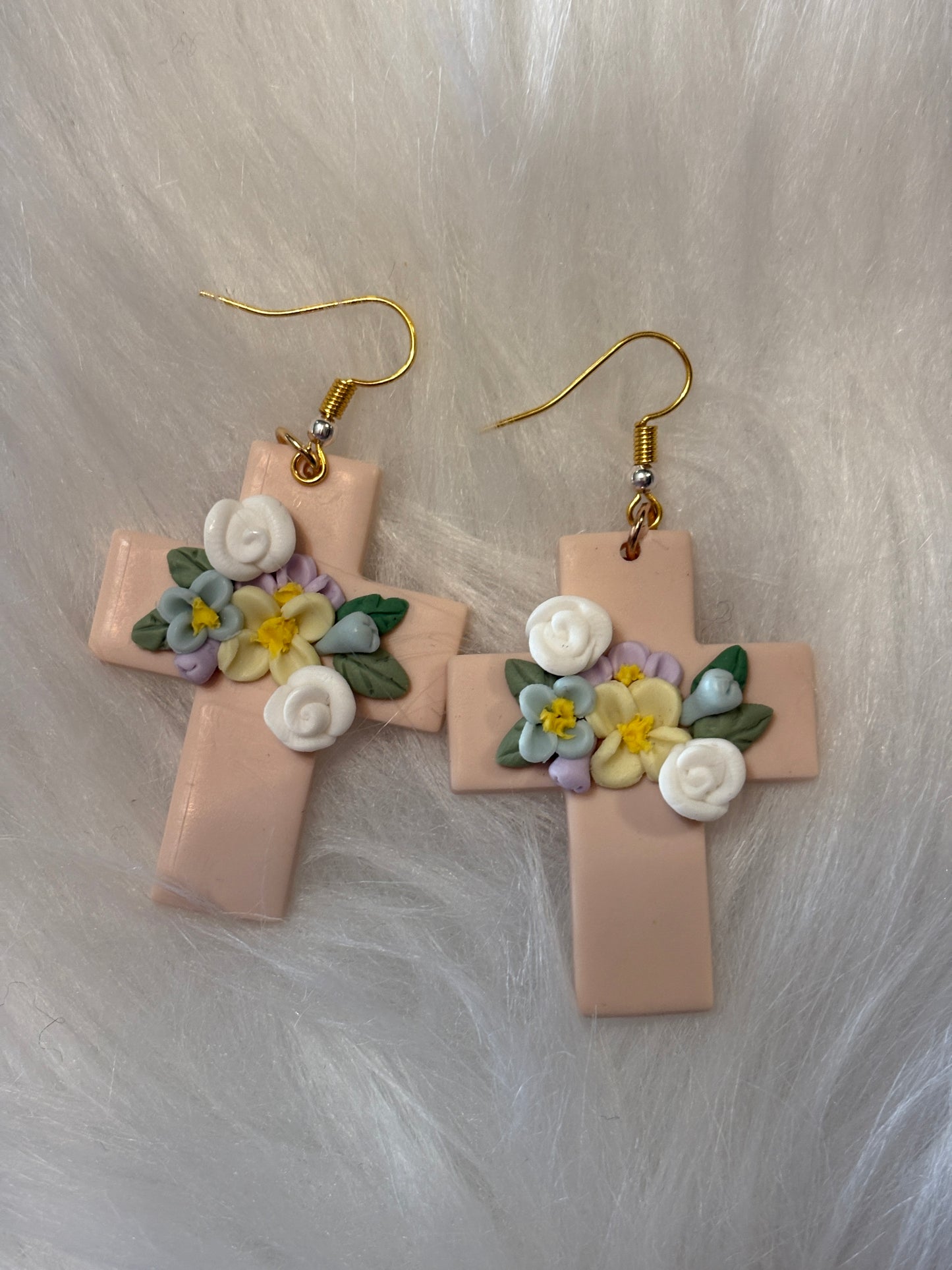Floral Cross Wire Earrings