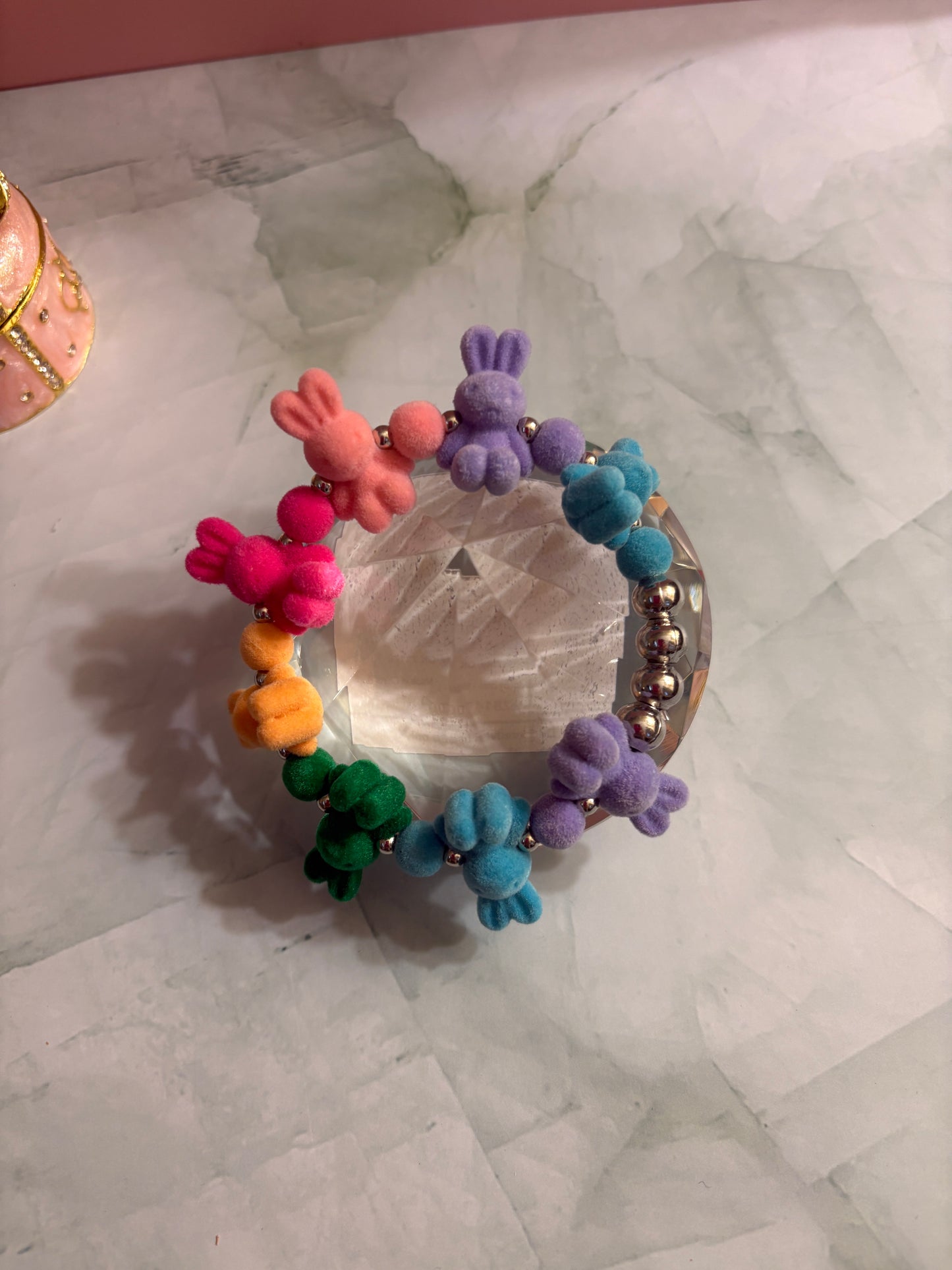 Bright Dyed Rabbit Beaded Bracelet