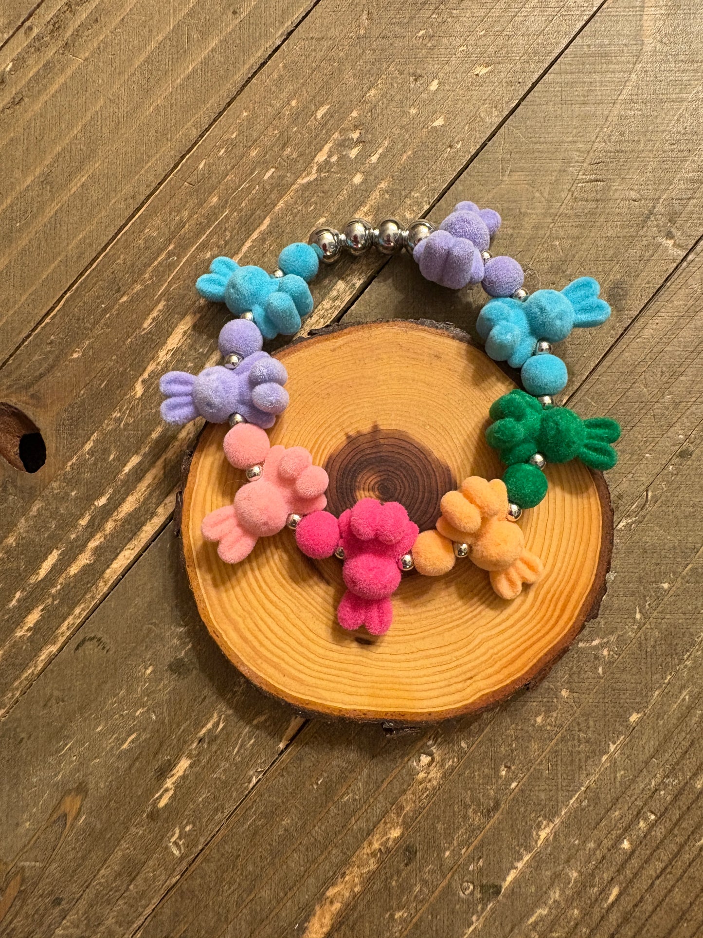 Bright Dyed Rabbit Beaded Bracelet