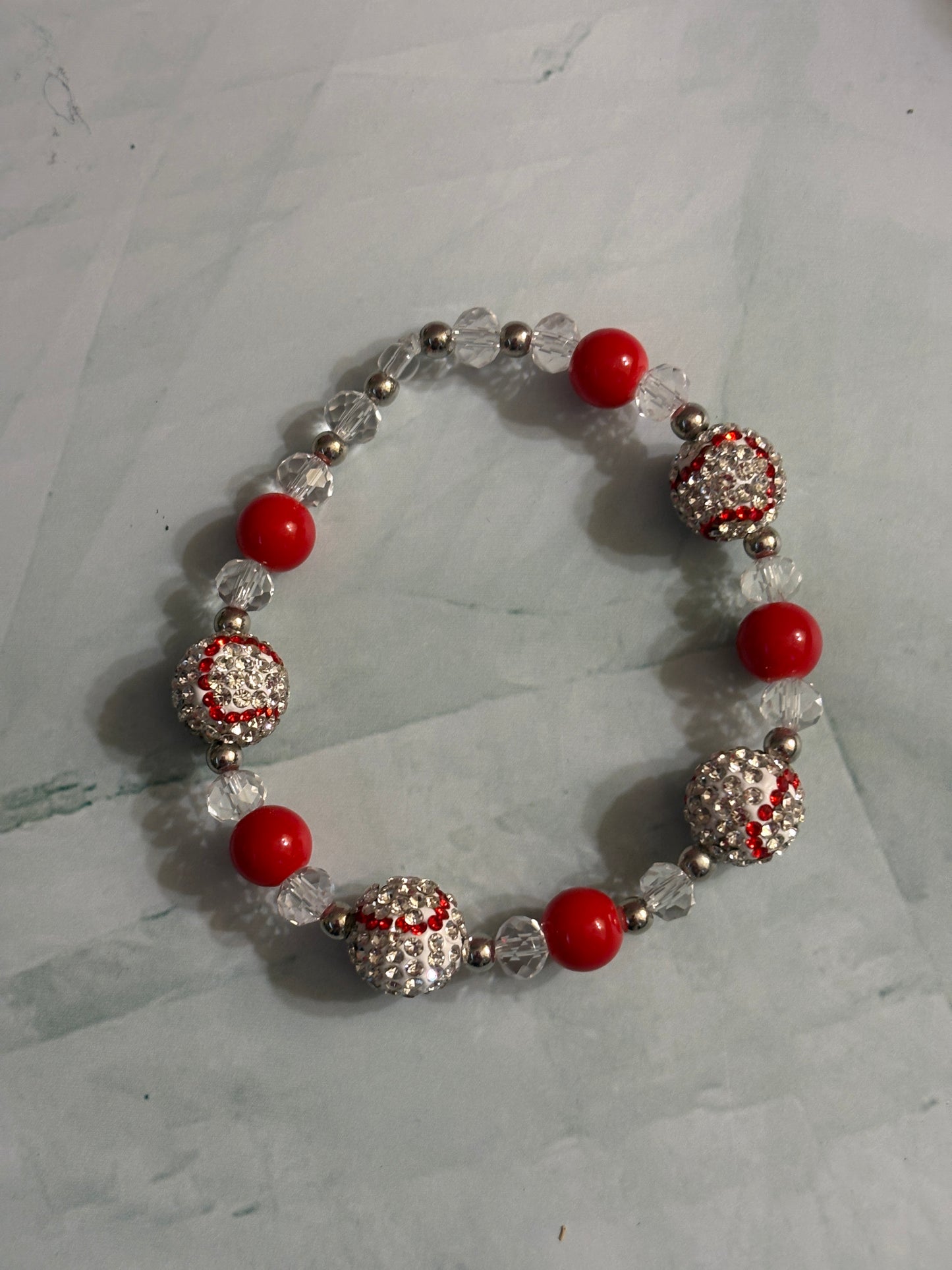 Rhinestone Baseball Beaded Bracelet