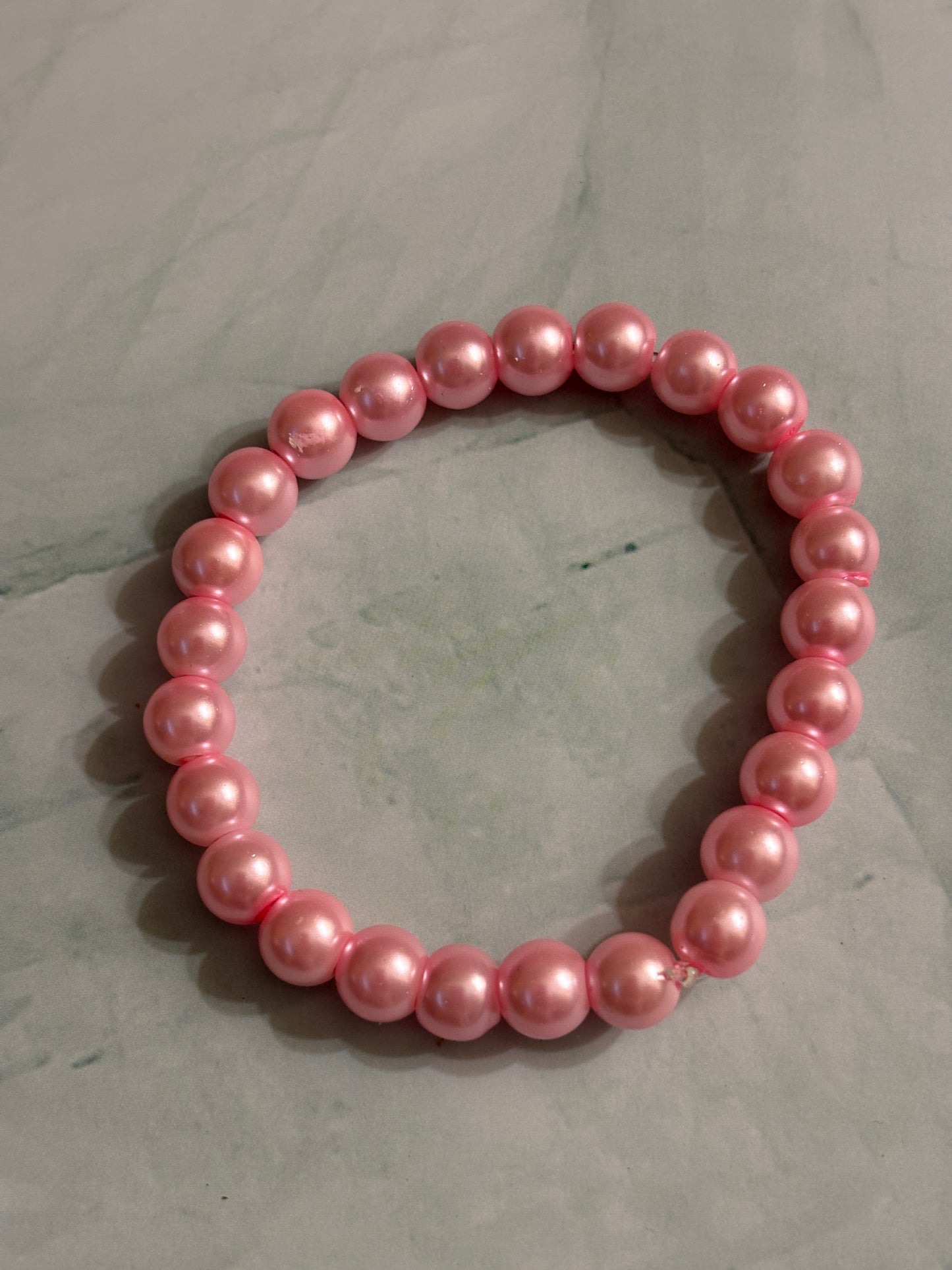 Pink Coated Glass Pearl Beaded Bracelet