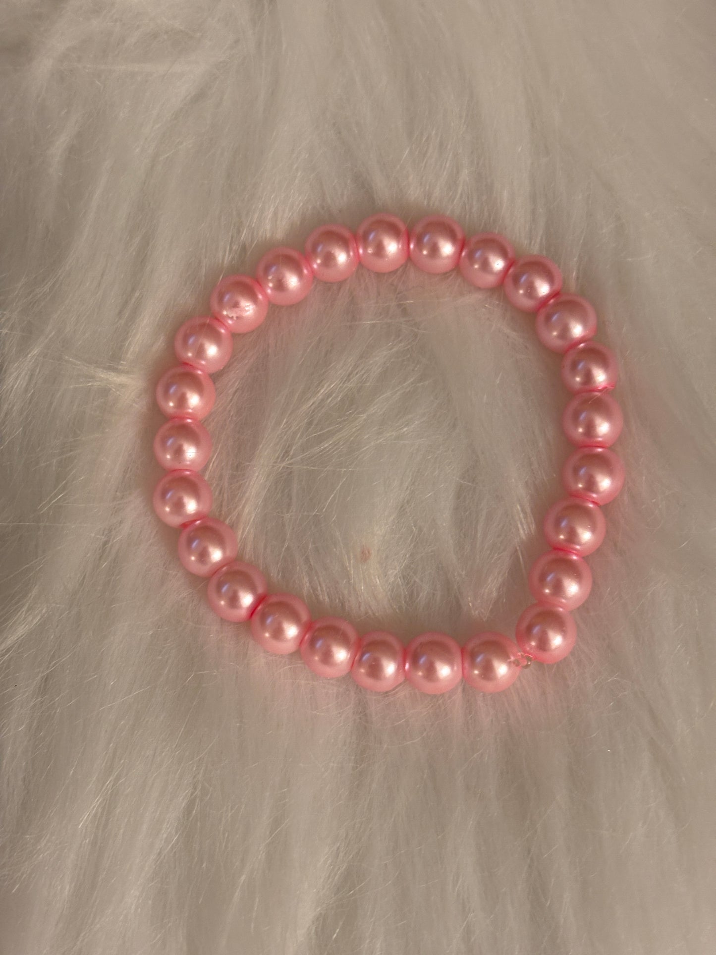 Pink Coated Glass Pearl Beaded Bracelet