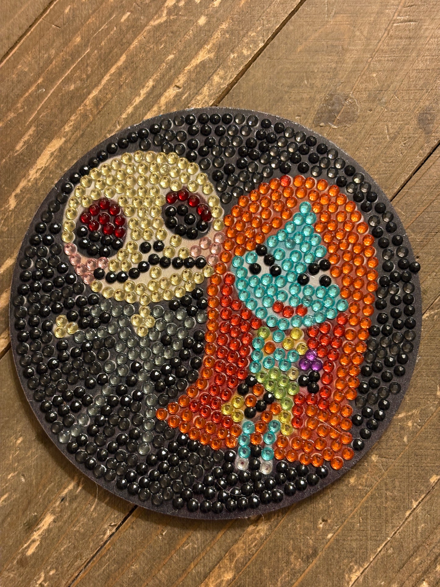 Nightmare Before Christmas Coaster Set; diamond painting; Wood & Gemstone Coasters