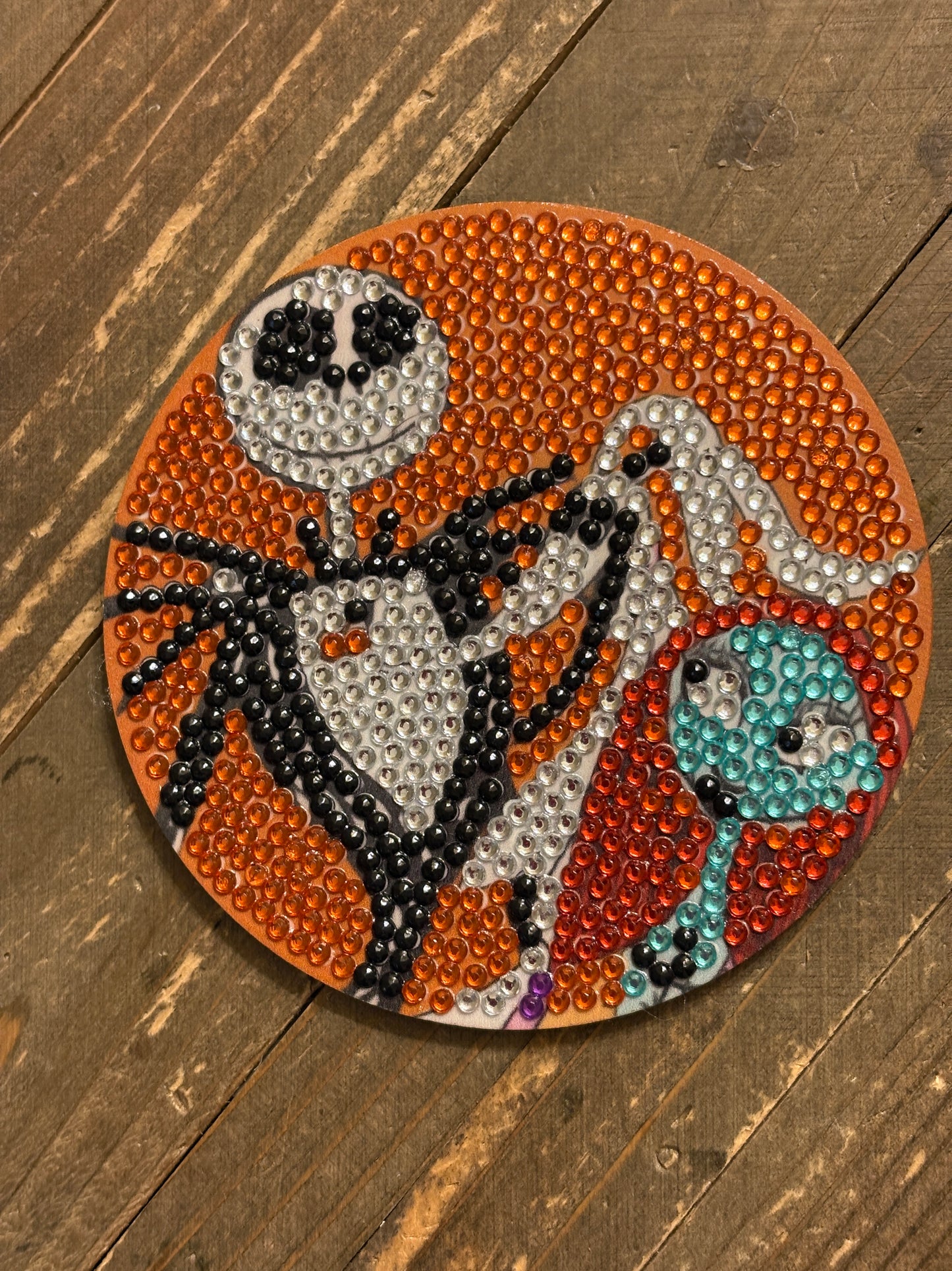 Nightmare Before Christmas Coaster Set; diamond painting; Wood & Gemstone Coasters