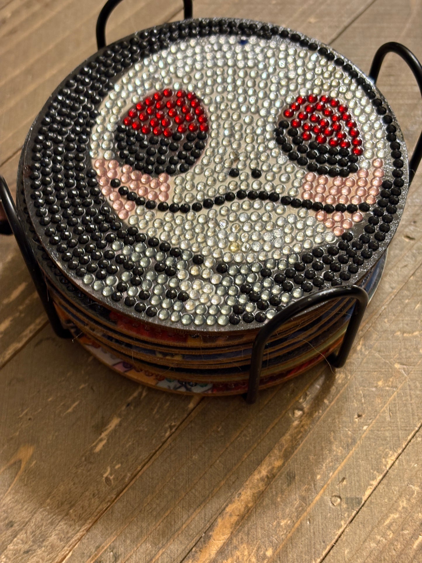 Nightmare Before Christmas Coaster Set; diamond painting; Wood & Gemstone Coasters