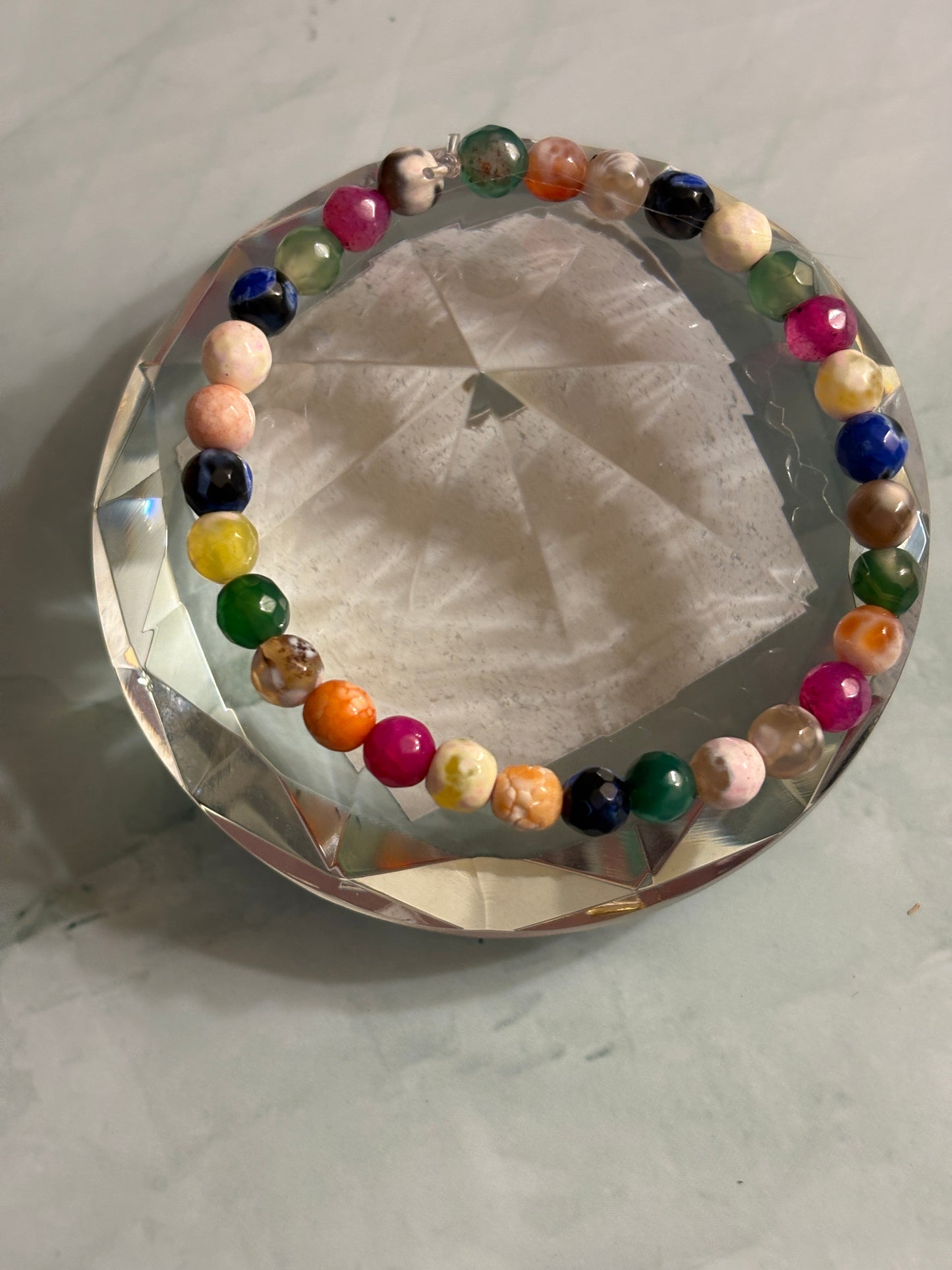 Multicolor Agate Stone Beaded Bracelet