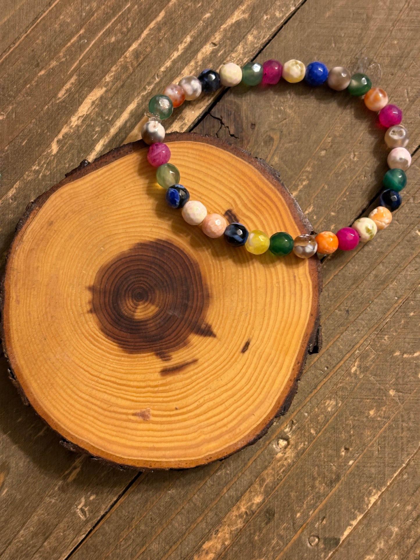 Multicolor Agate Stone Beaded Bracelet