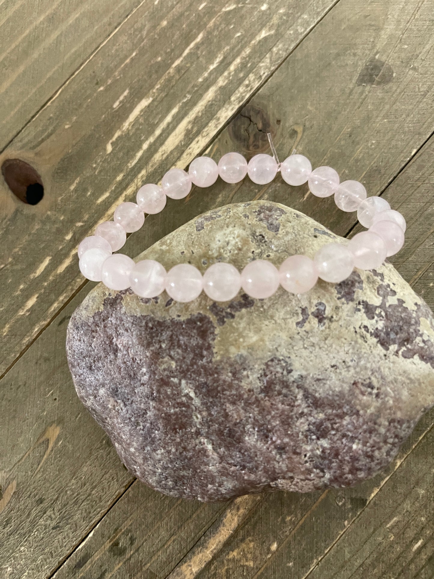 Rose Quartz Beaded Elastic Bracelet; Natural Gemstones; perfect giftPink tiful of LOVE