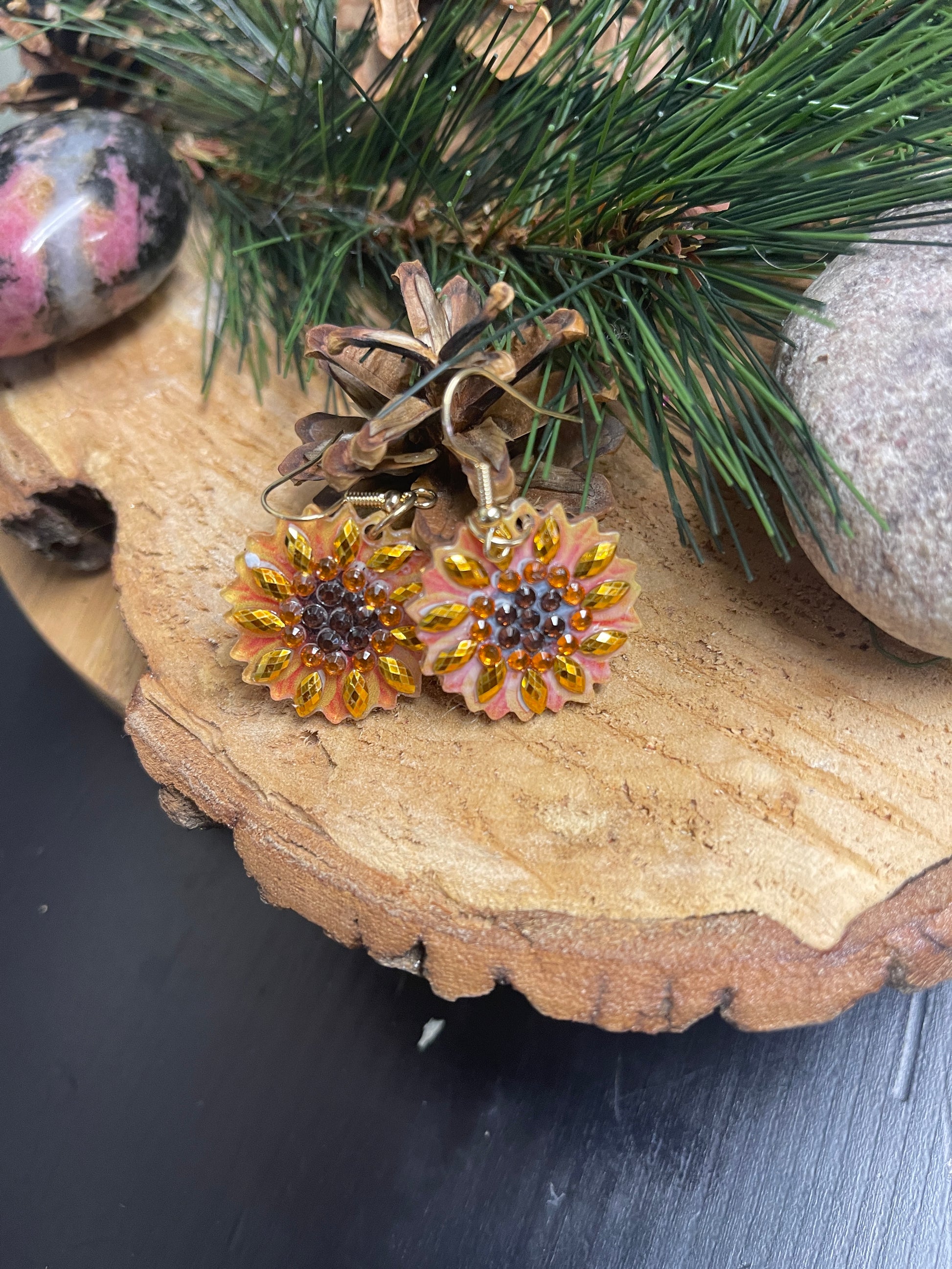 Diamond Painting Sunflower Wire EarringsPink tiful of LOVE