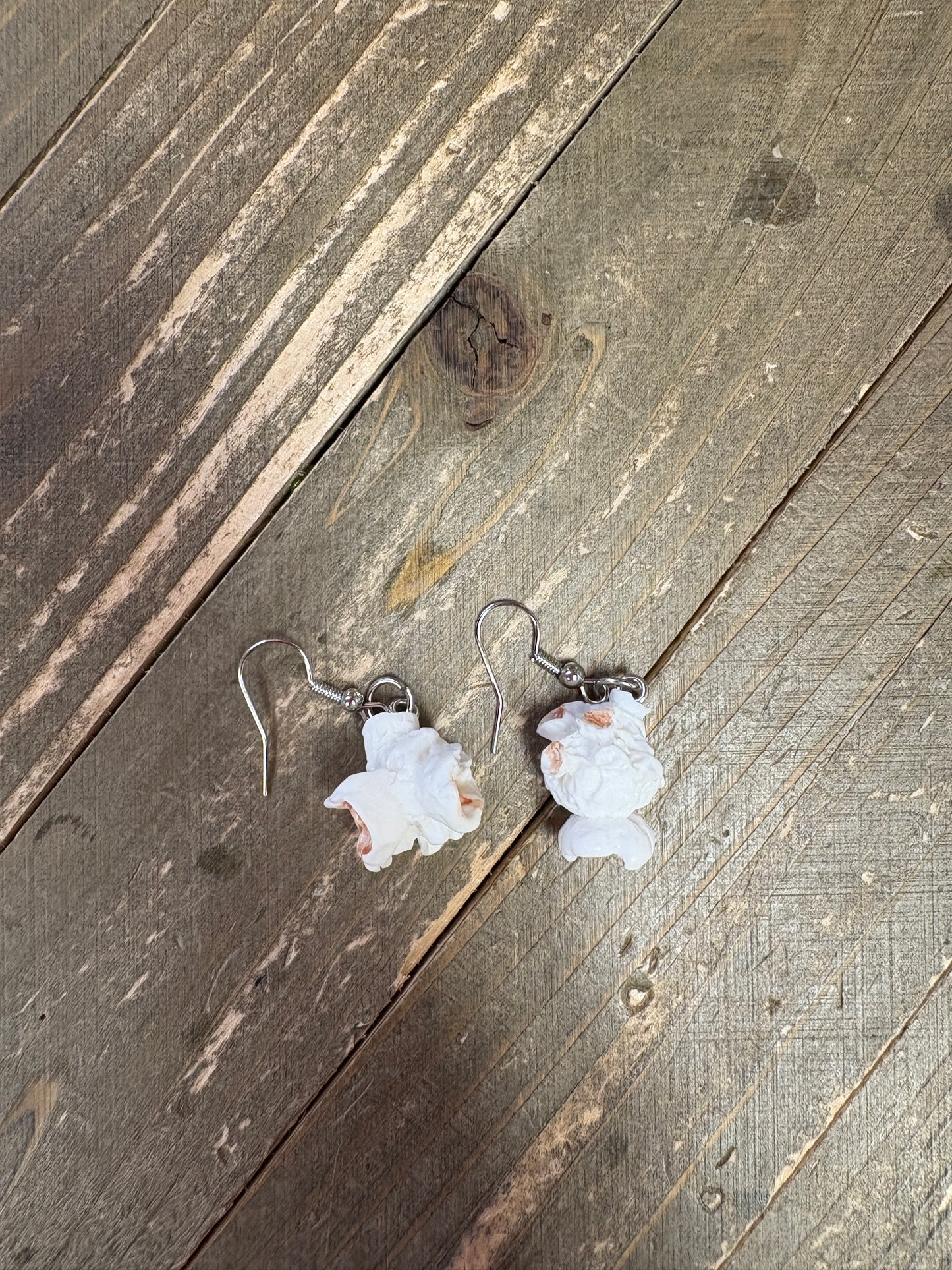 White Popcorn Wire Earrings