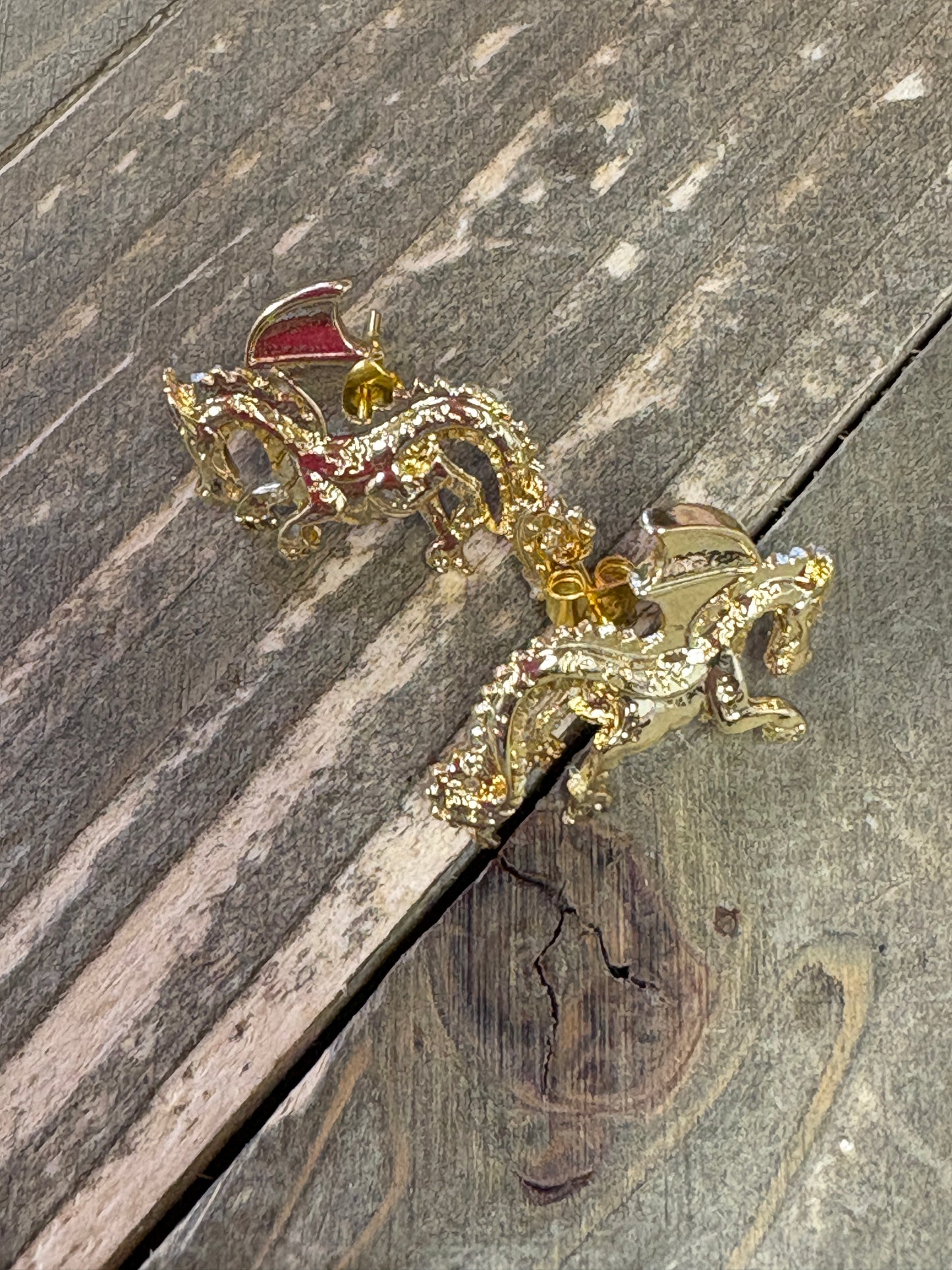 Gold Plated Dragon Post Earrings