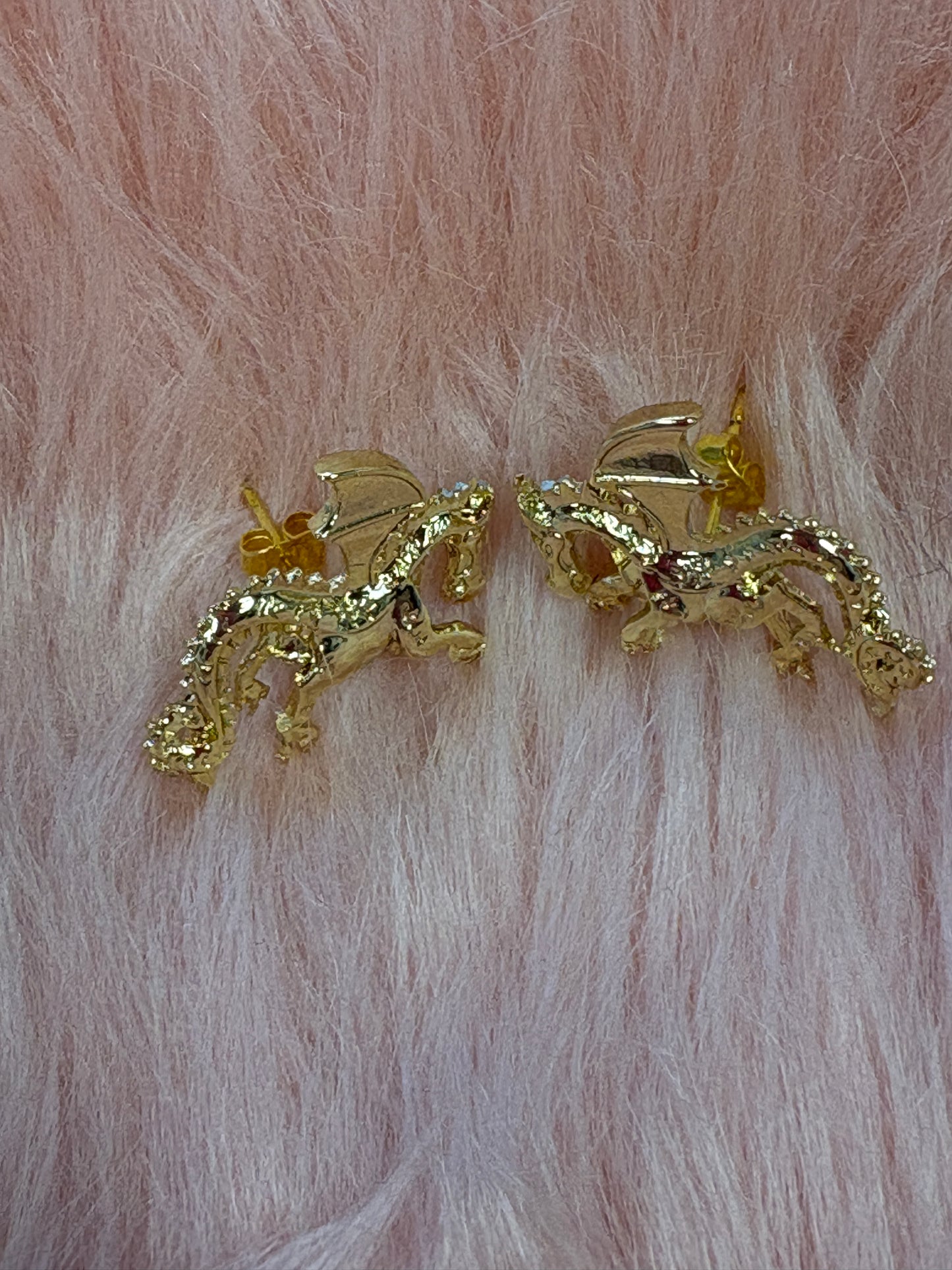Gold Plated Dragon Post Earrings