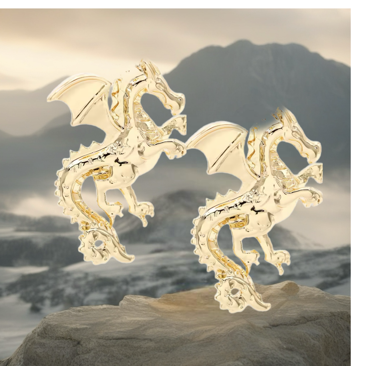 Gold Plated Dragon Post Earrings
