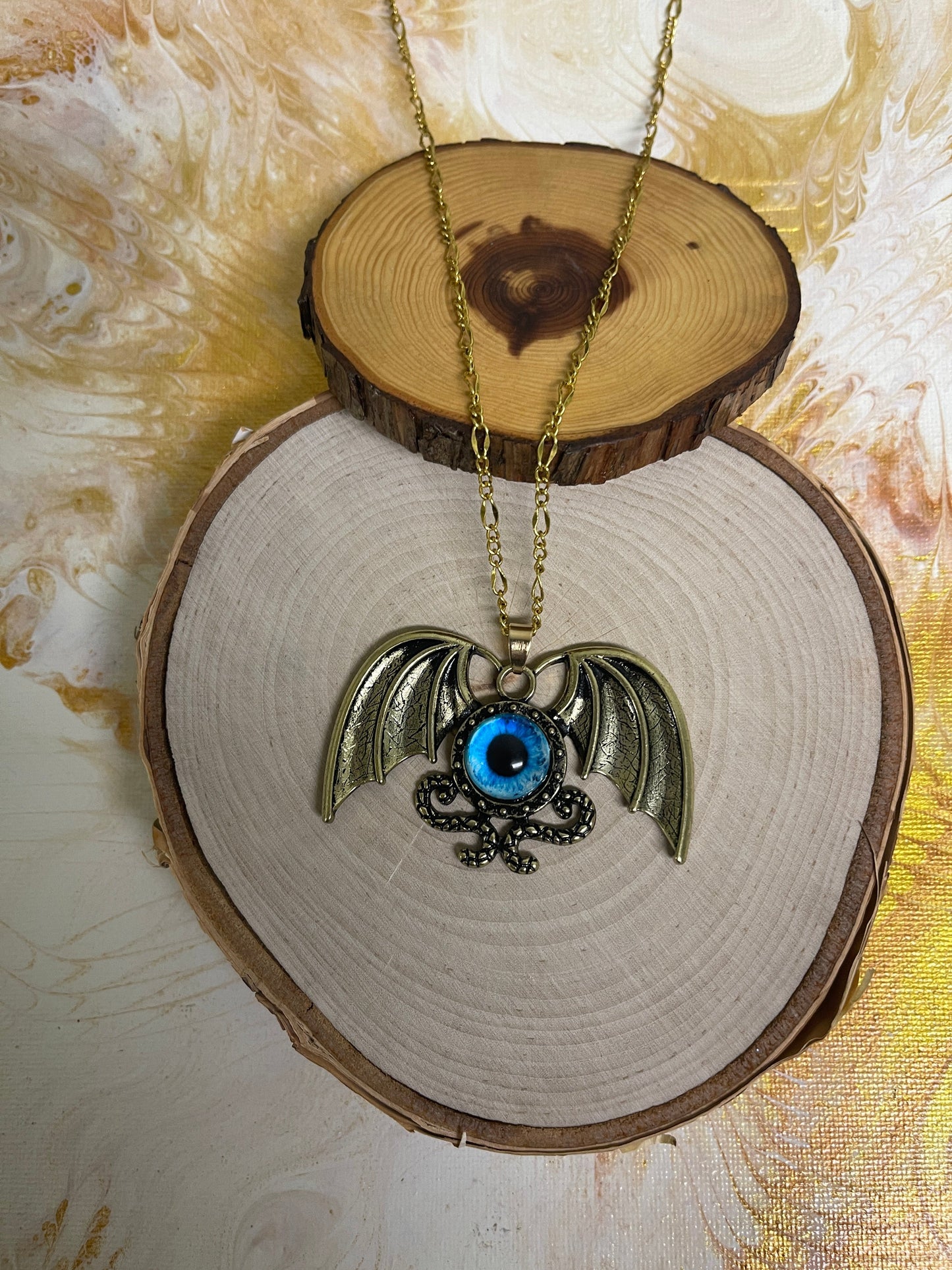 Bat Wing Pendant on a Oxidized Brass Finish Cable chain NecklacePink tiful of LOVE
