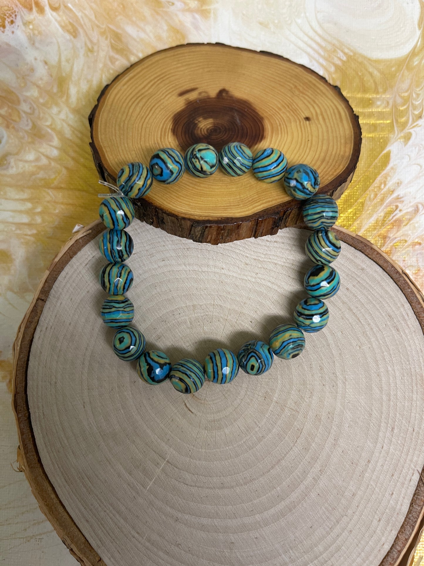 Reconstituted Turquoise Beaded Elastic/Stretch BraceletPink tiful of LOVE