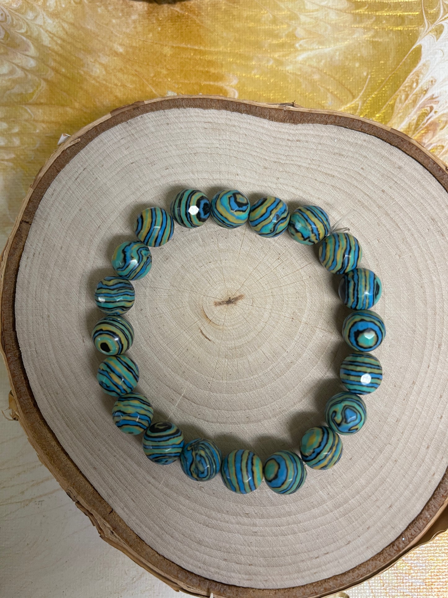 Reconstituted Turquoise Beaded Elastic/Stretch BraceletPink tiful of LOVE