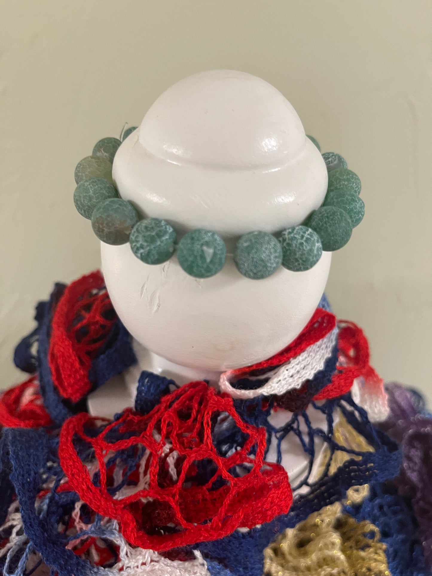 Green Agate Crackle Beaded Elastic/Stretch BraceletPink tiful of LOVE