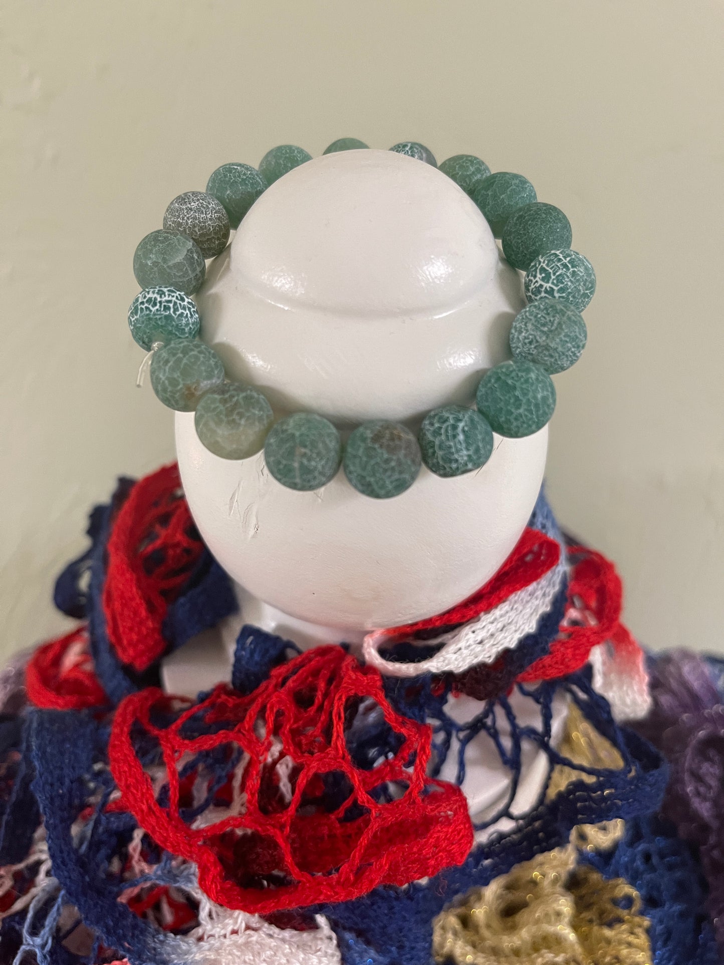 Green Agate Crackle Beaded Elastic/Stretch BraceletPink tiful of LOVE