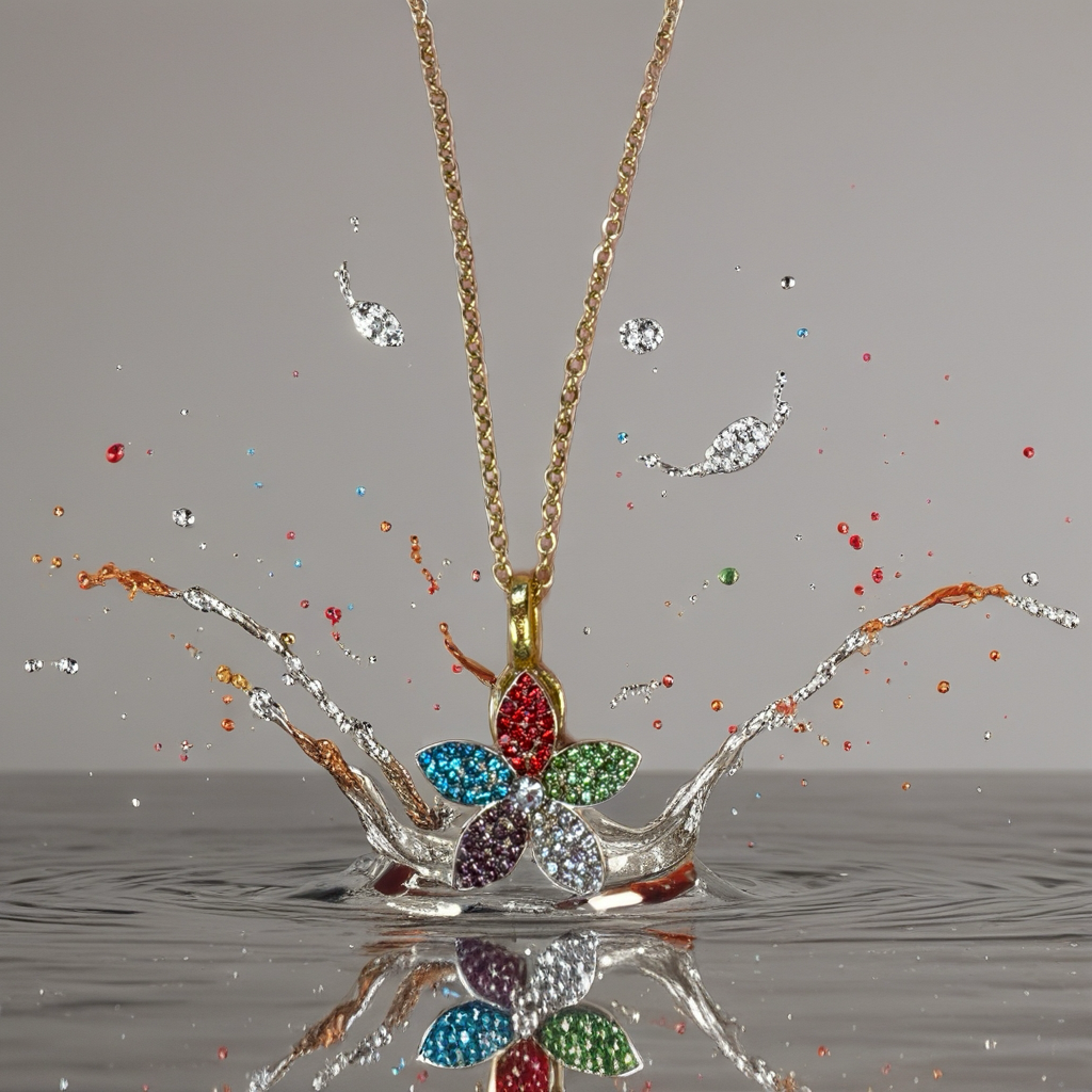 Plated Flower Rhinestone Pendant on a Gold Chain Necklace