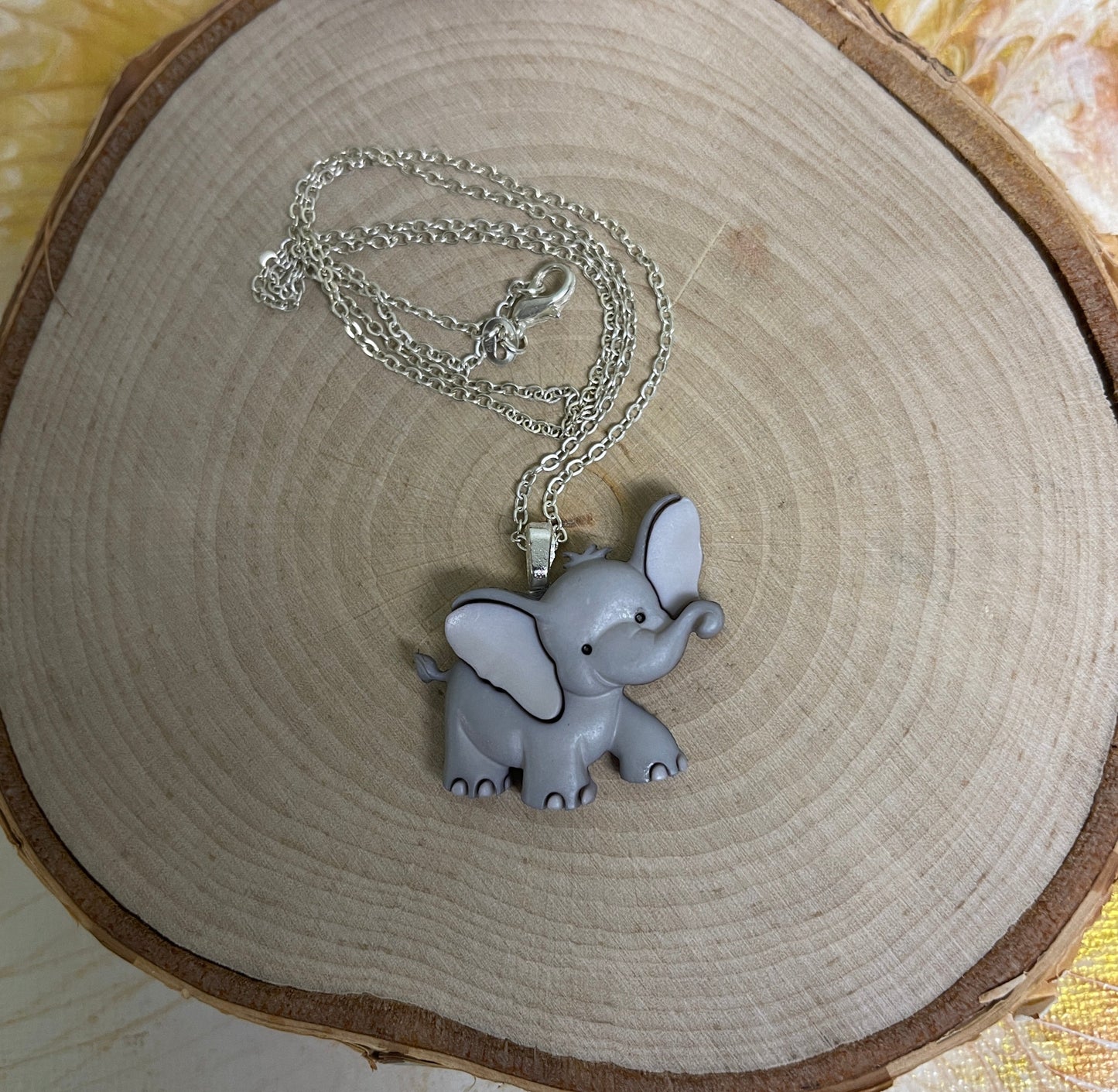 Tiny Trunk Elephant Pendant on a Silver Chain NeclakcePink tiful of LOVE