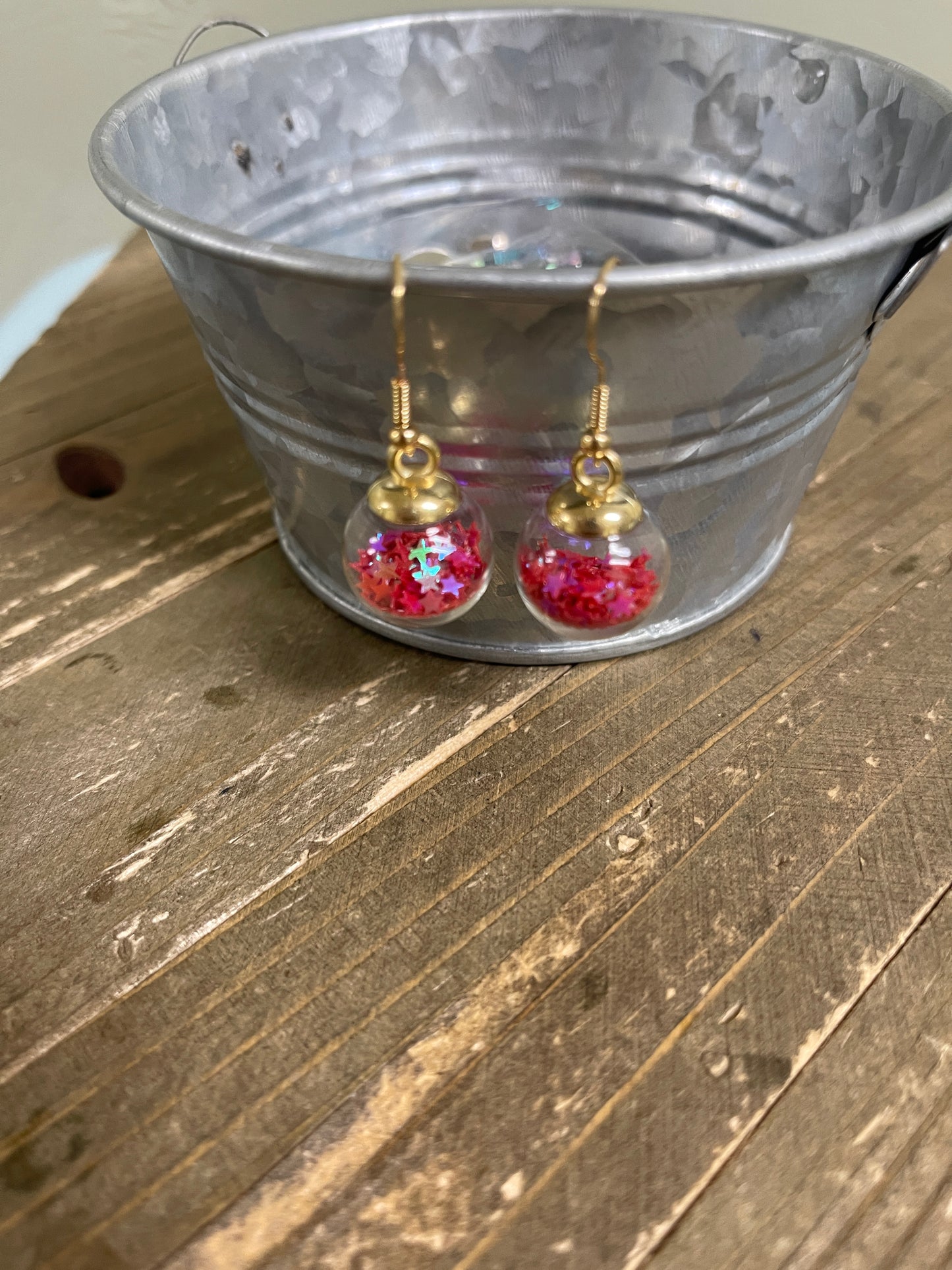 Bubble Ball charm Wire Earring- Red, White & Blue set of 3 prsPink tiful of LOVE