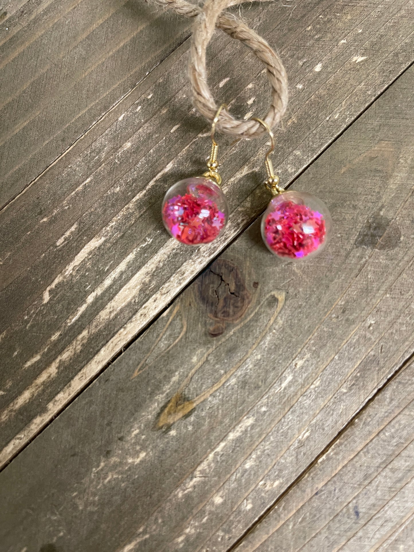 Bubble Ball charm Wire Earring- Red, White & Blue set of 3 prsPink tiful of LOVE