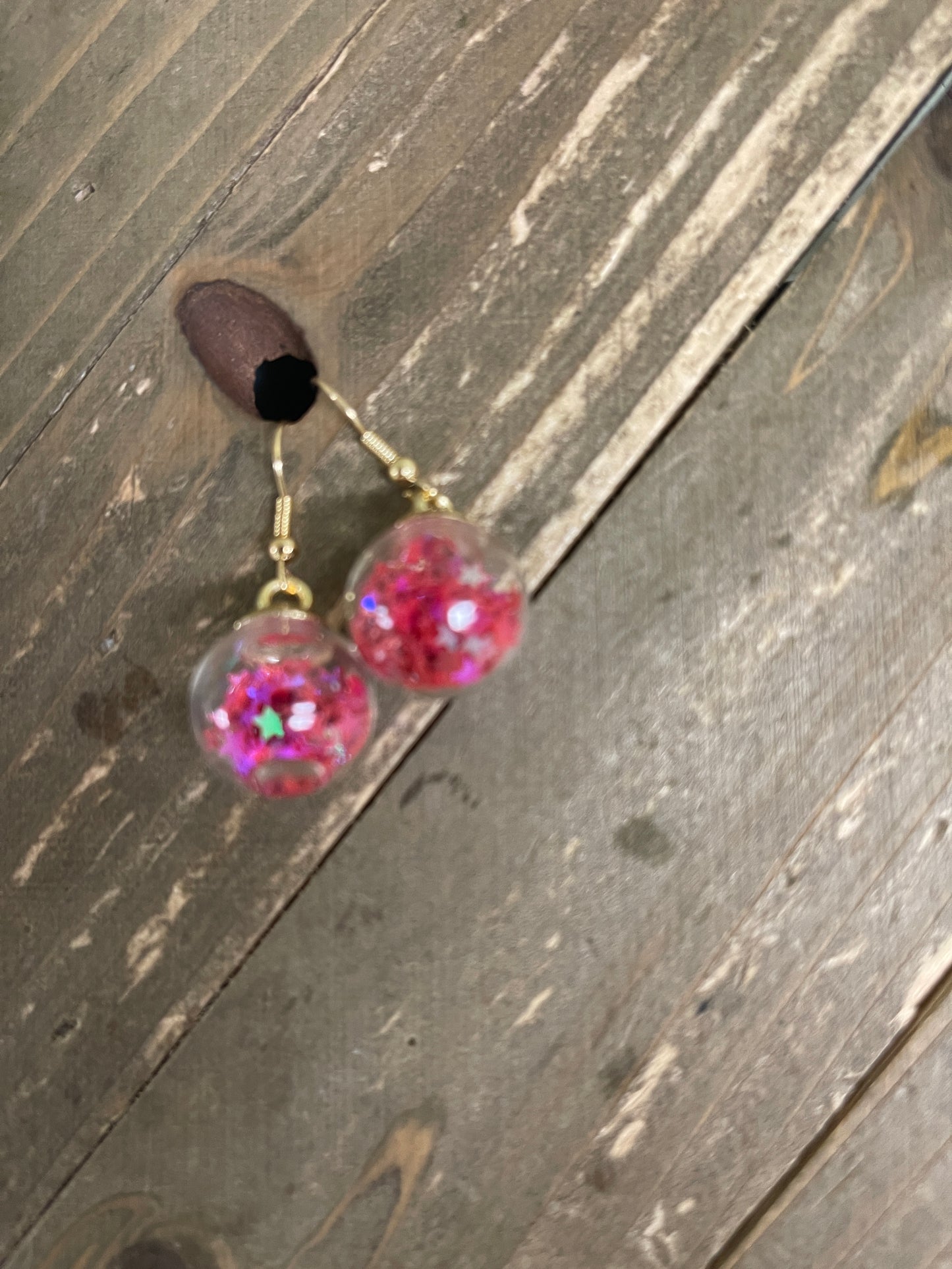 Bubble Ball charm Wire Earring- Red, White & Blue set of 3 prsPink tiful of LOVE
