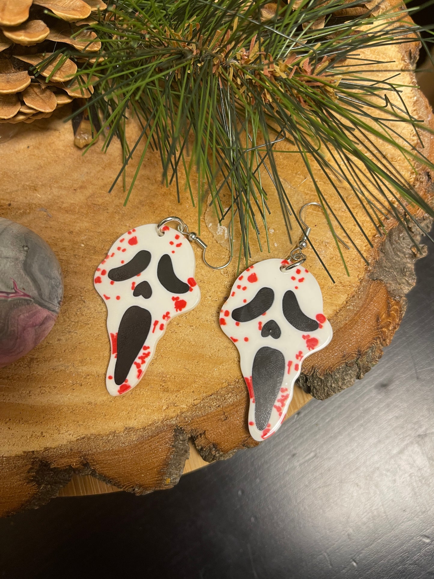 Bloody Halloween Scream charm Wire EarringPink tiful of LOVE