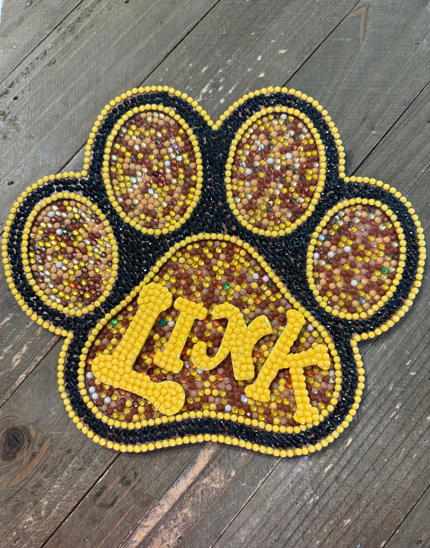 Paw Print Wall Art; diamond painting; Wood & Gemstones