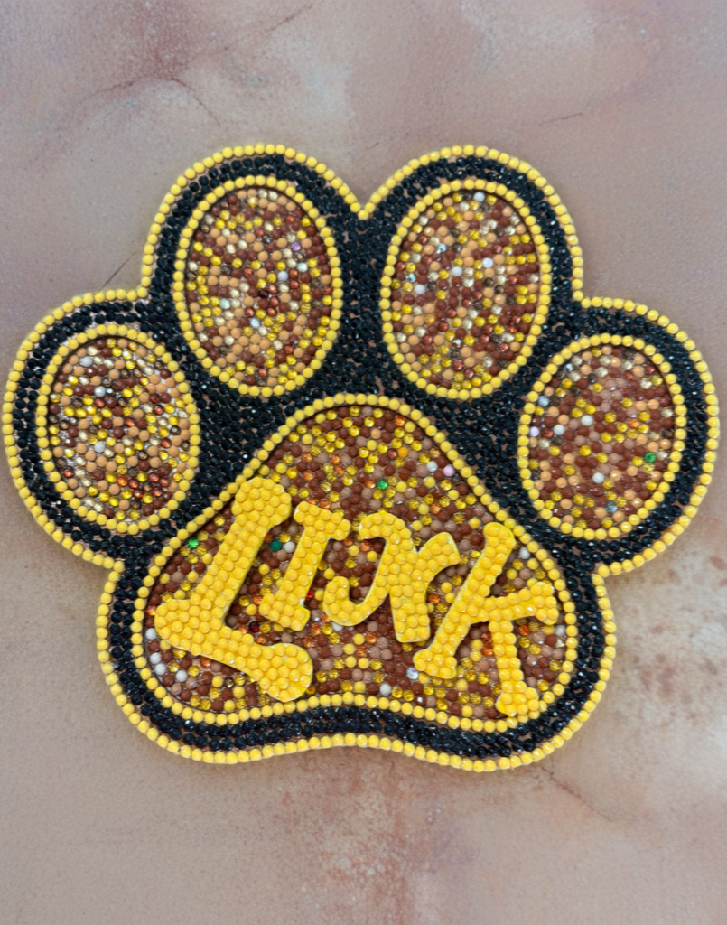 Paw Print Wall Art; diamond painting; Wood & Gemstones