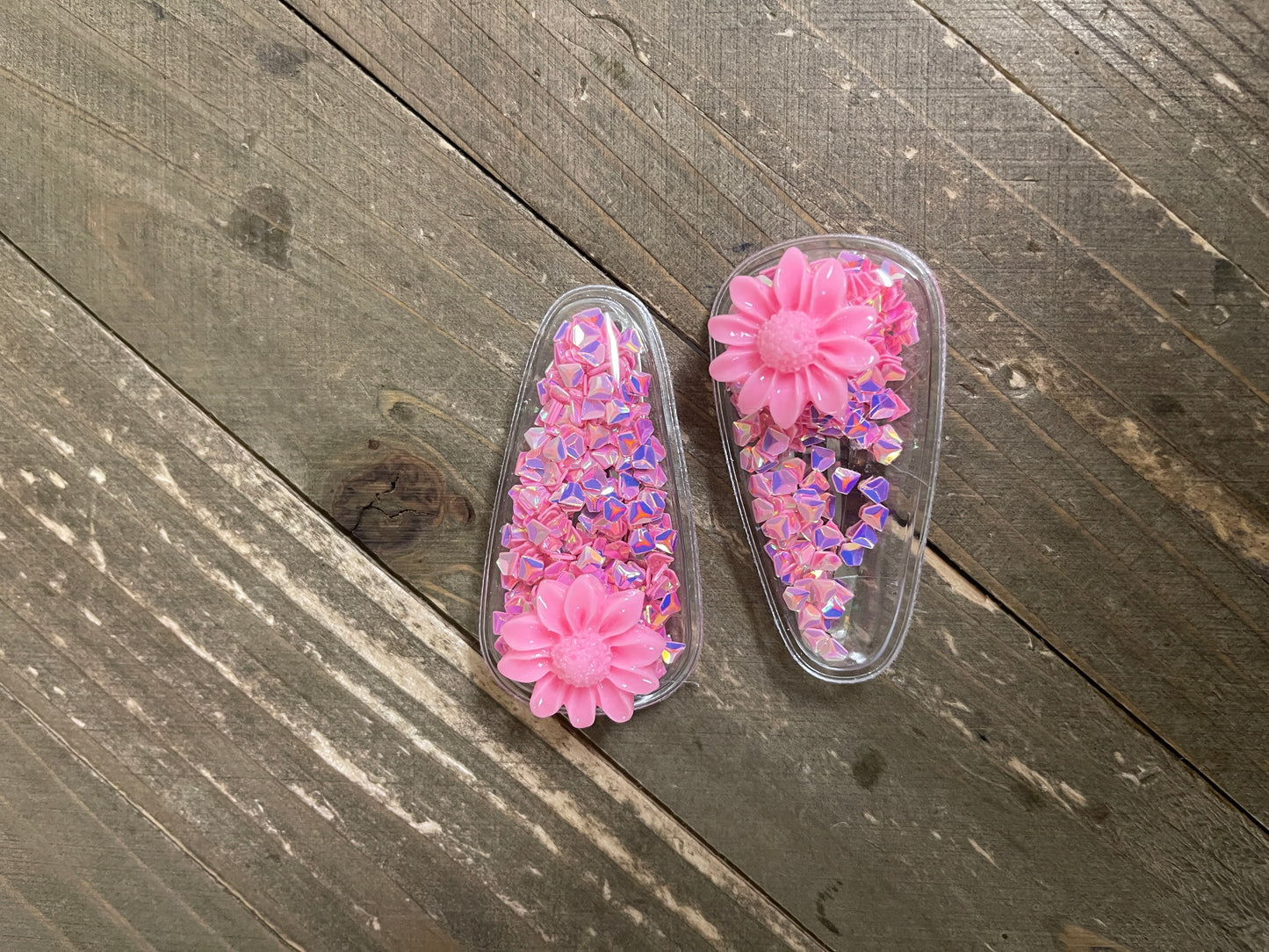 Flower Power Confetti-Snap Hair clips (7 colors to choose)Pink tiful of LOVE