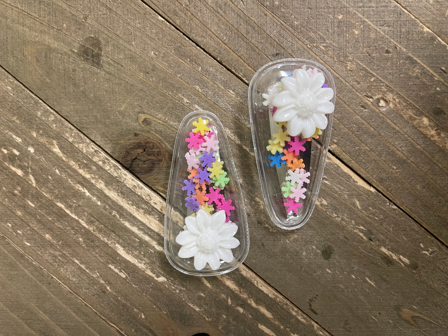 Flower Power Confetti-Snap Hair clips (7 colors to choose)Pink tiful of LOVE
