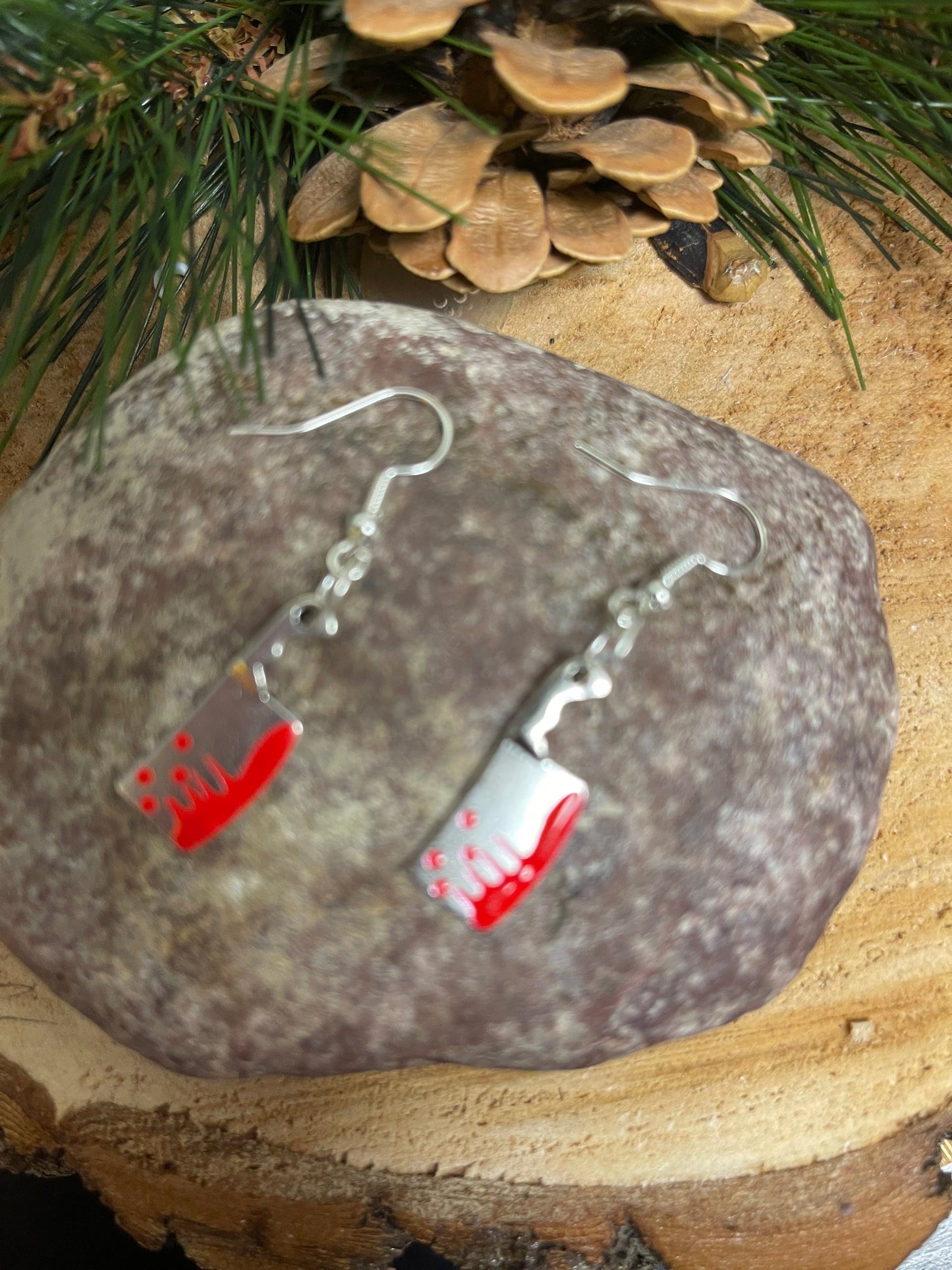 Bloody Cleaver knife Charm Wire EarringPink tiful of LOVE