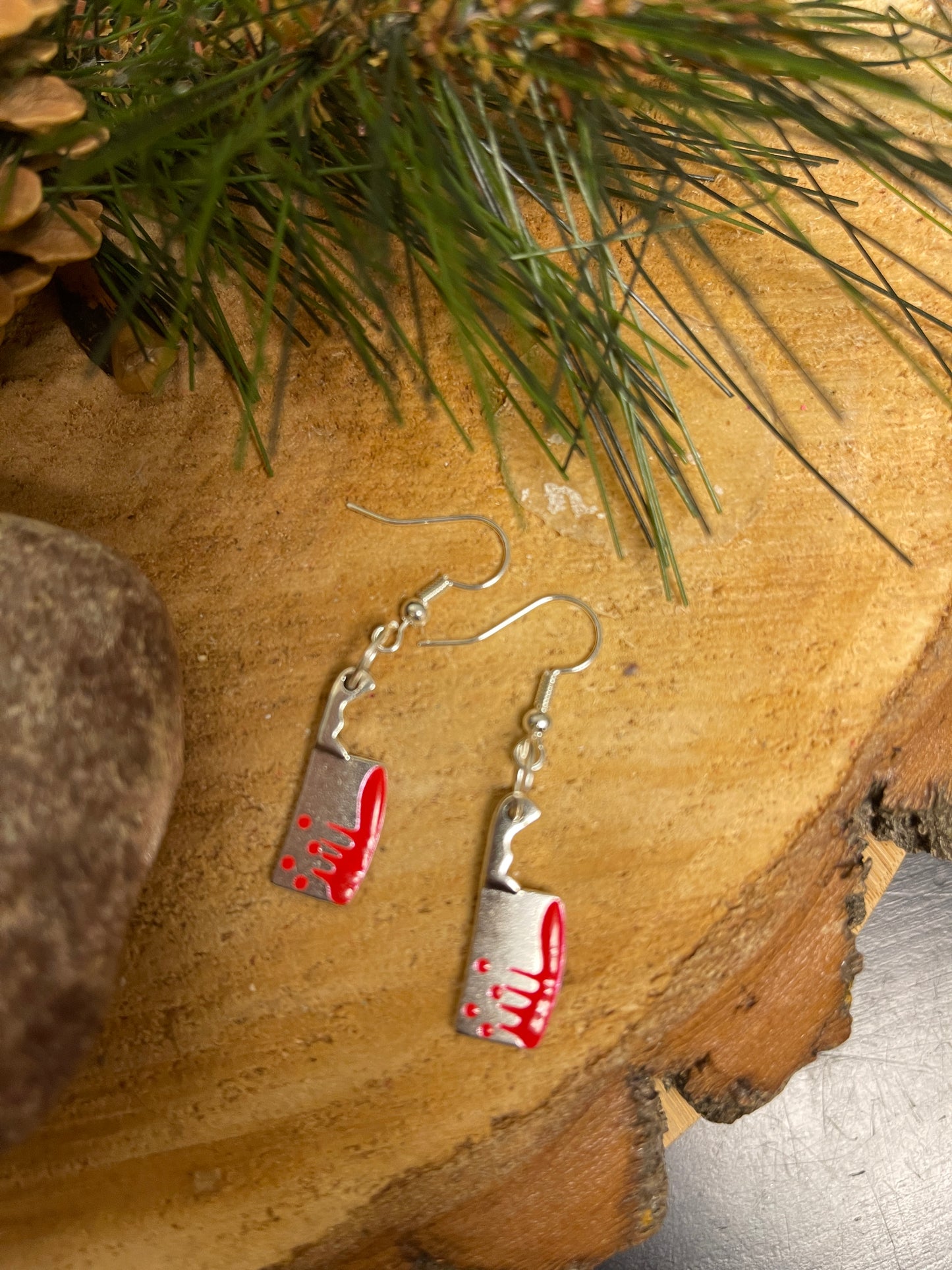 Bloody Cleaver knife Charm Wire EarringPink tiful of LOVE