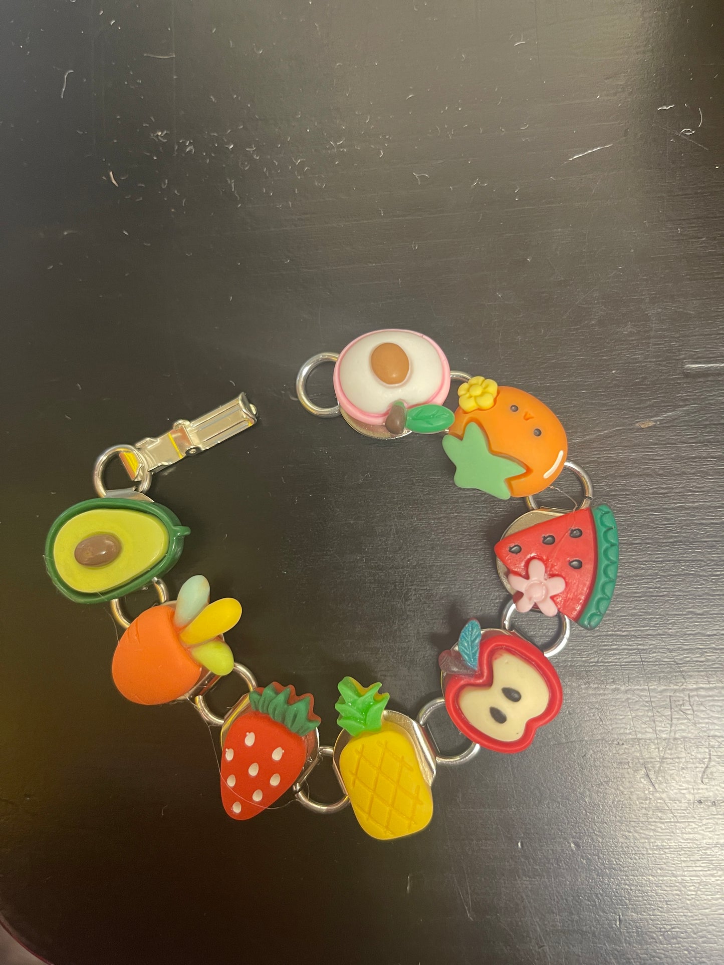 Whimsical Fruit & Veggie Bracelet, Silver 8 linksPink tiful of LOVE