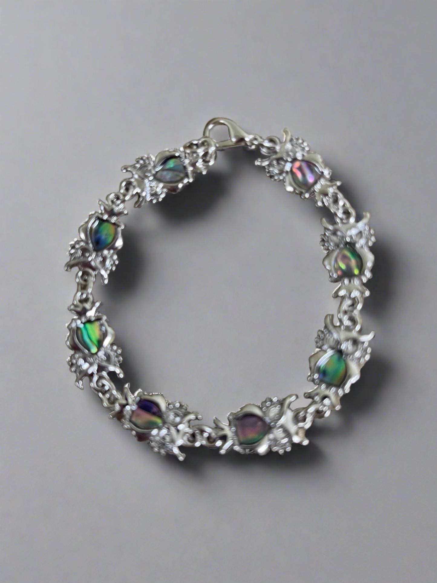 Owl Link Bracelet; combination of shell & metal finish; measuring 7" with 7 owlsPink tiful of LOVE