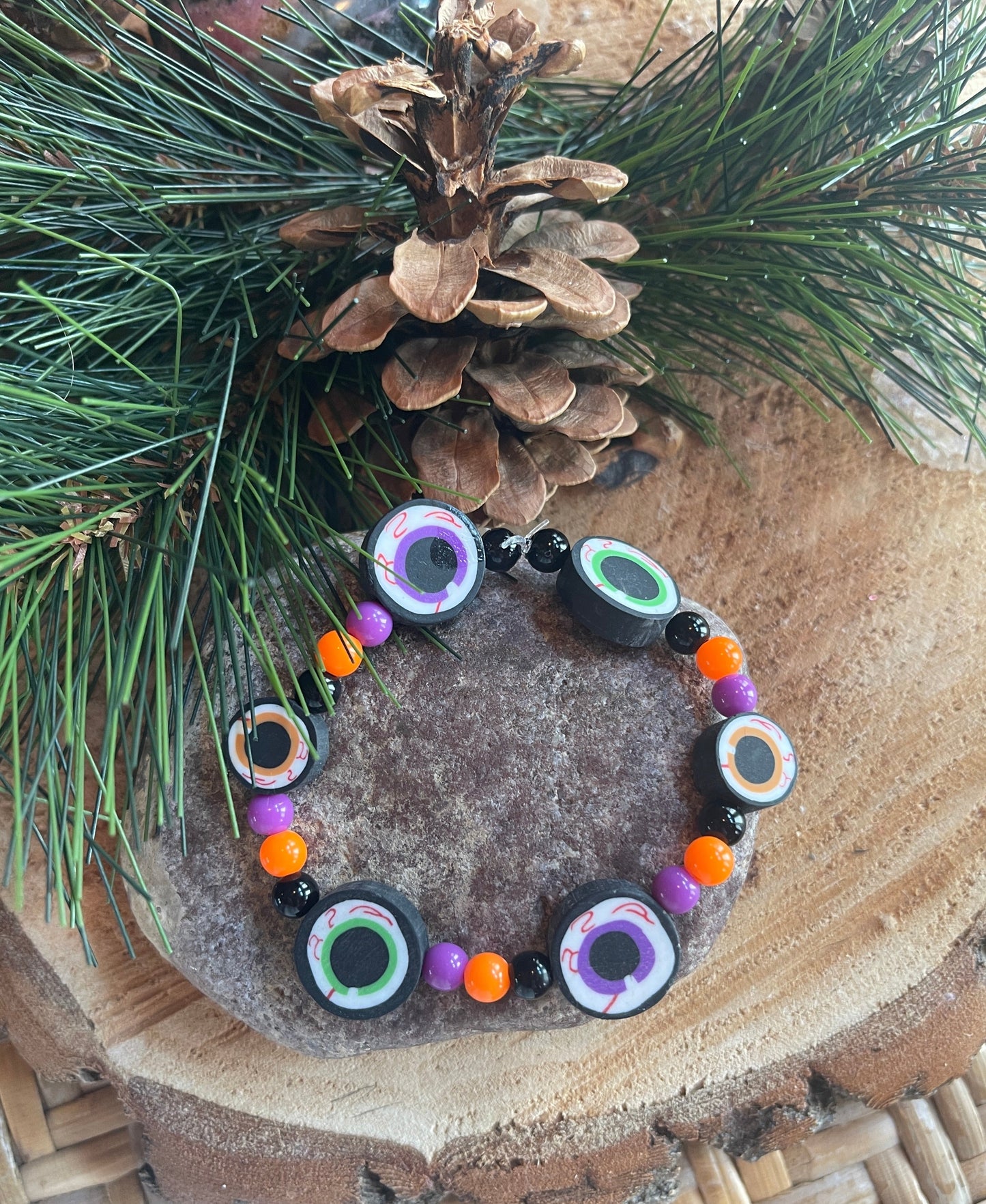 Halloween Eyeball beaded Stretch braceletPink tiful of LOVE