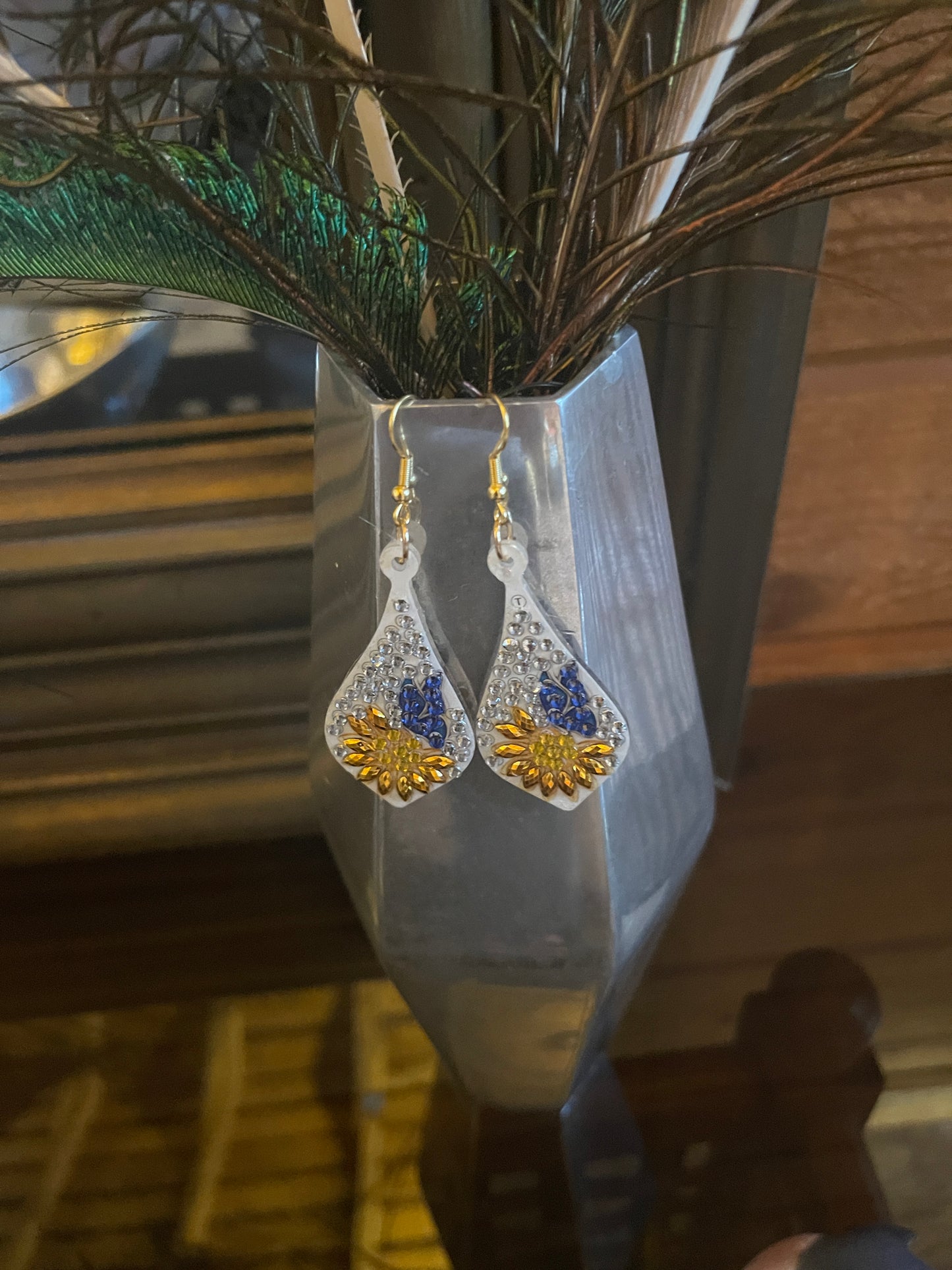 Floral; Flower ExquisiteDiamond Painting; wire EarringsPink tiful of LOVE