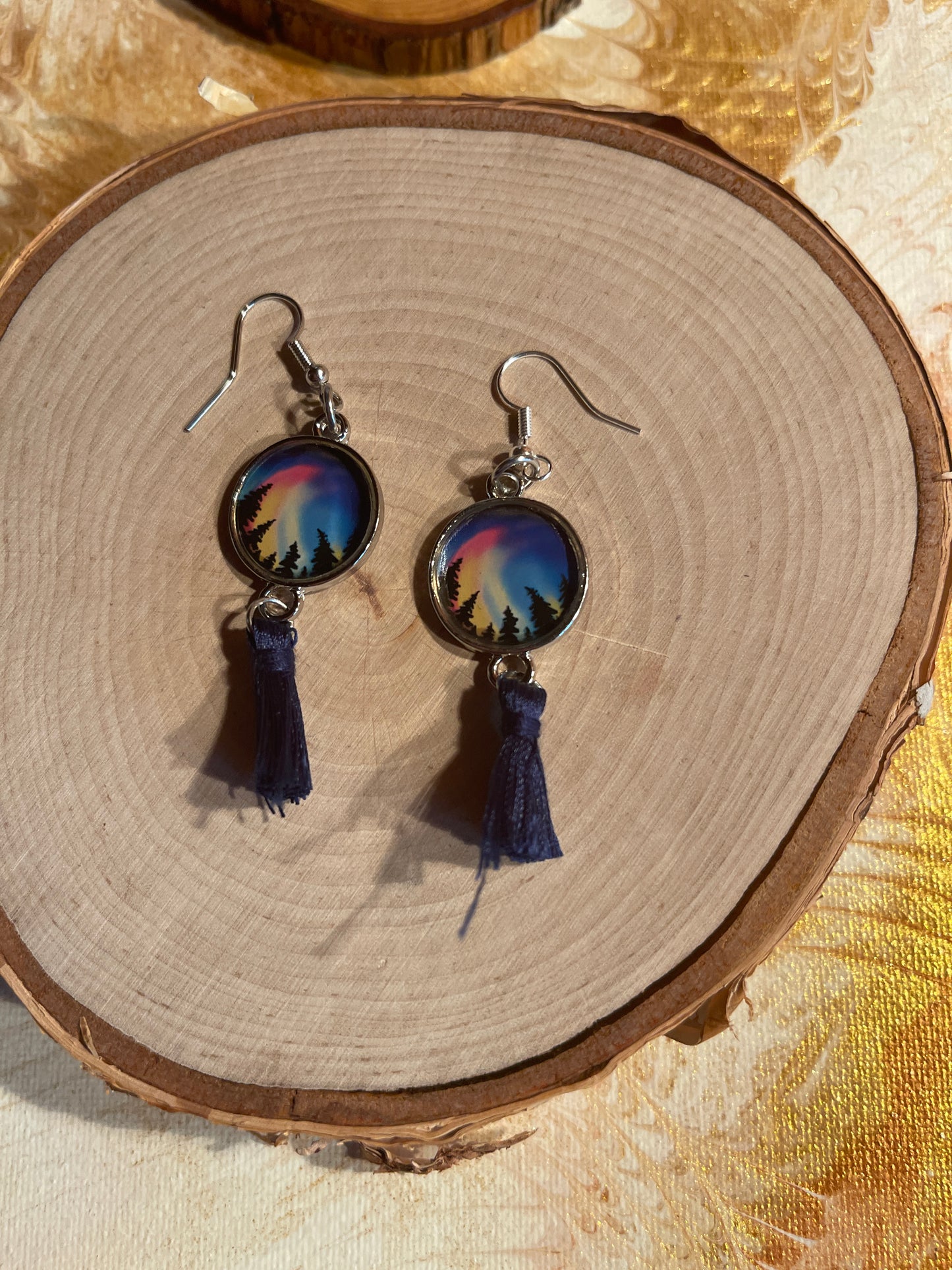 Northern Lights Tassel charm Wire EarringPink tiful of LOVE