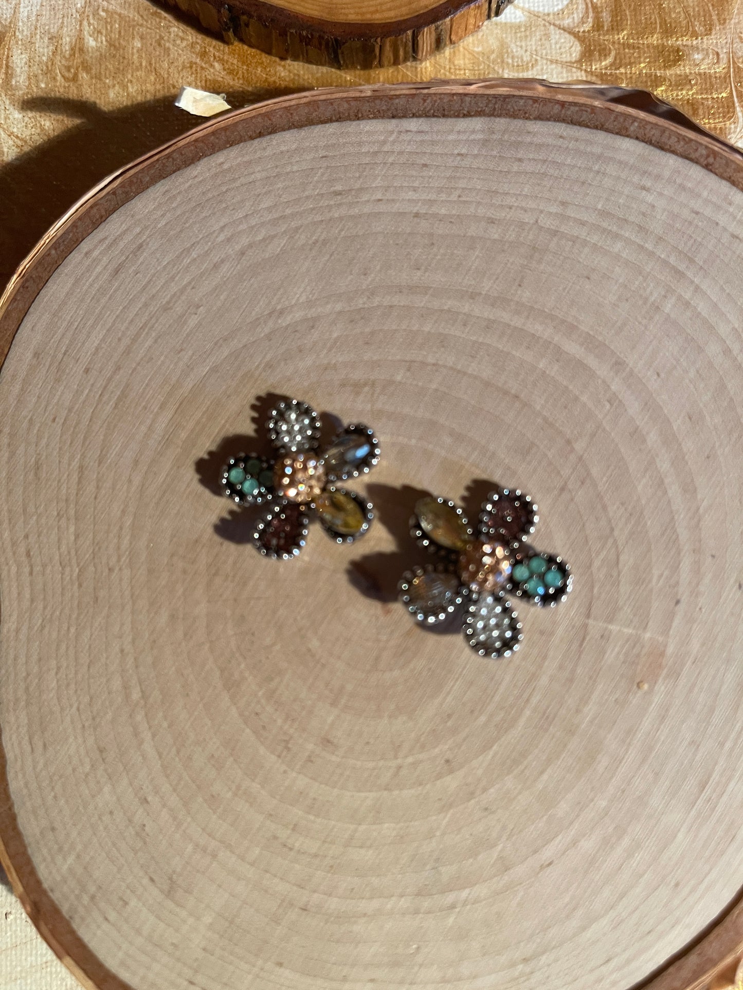 Flower Rhinestone Stud EarringsPink tiful of LOVE