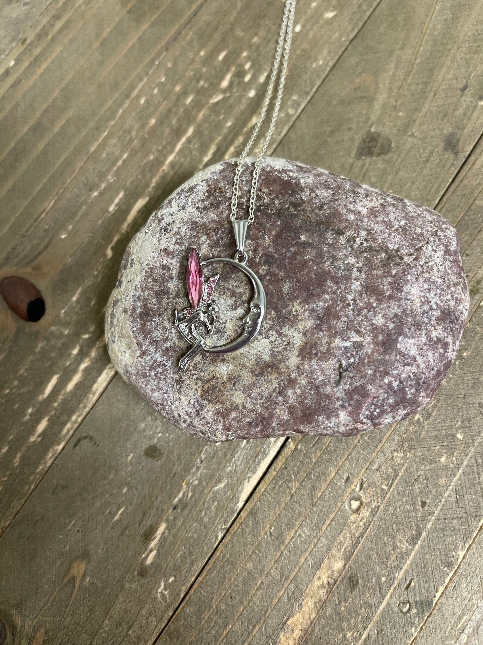 Silver and Purple Fairy Pendant on a Silver chain NecklacePink tiful of LOVE