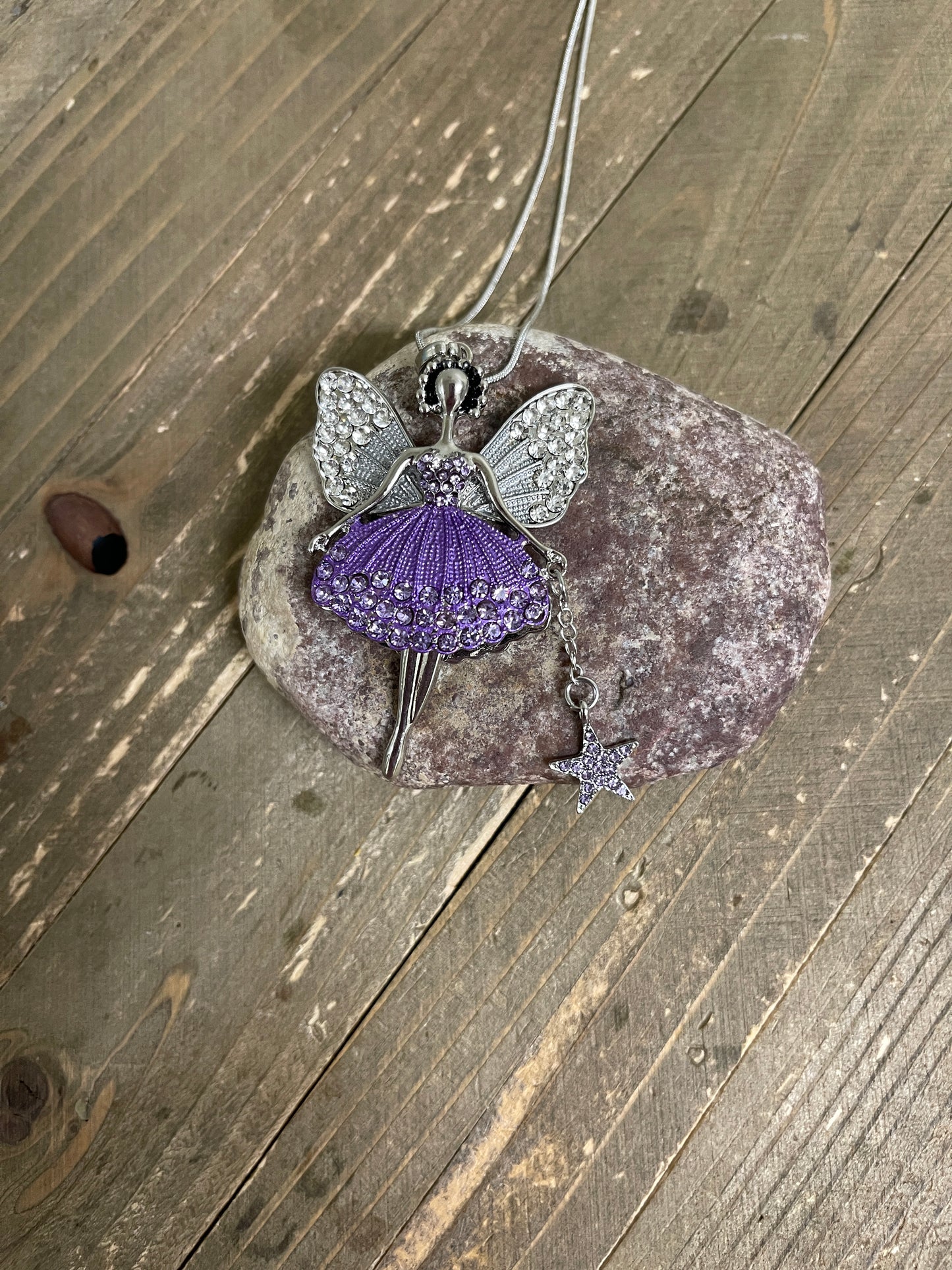 Silver and Purple Fairy Pendant on a Silver chain NecklacePink tiful of LOVE