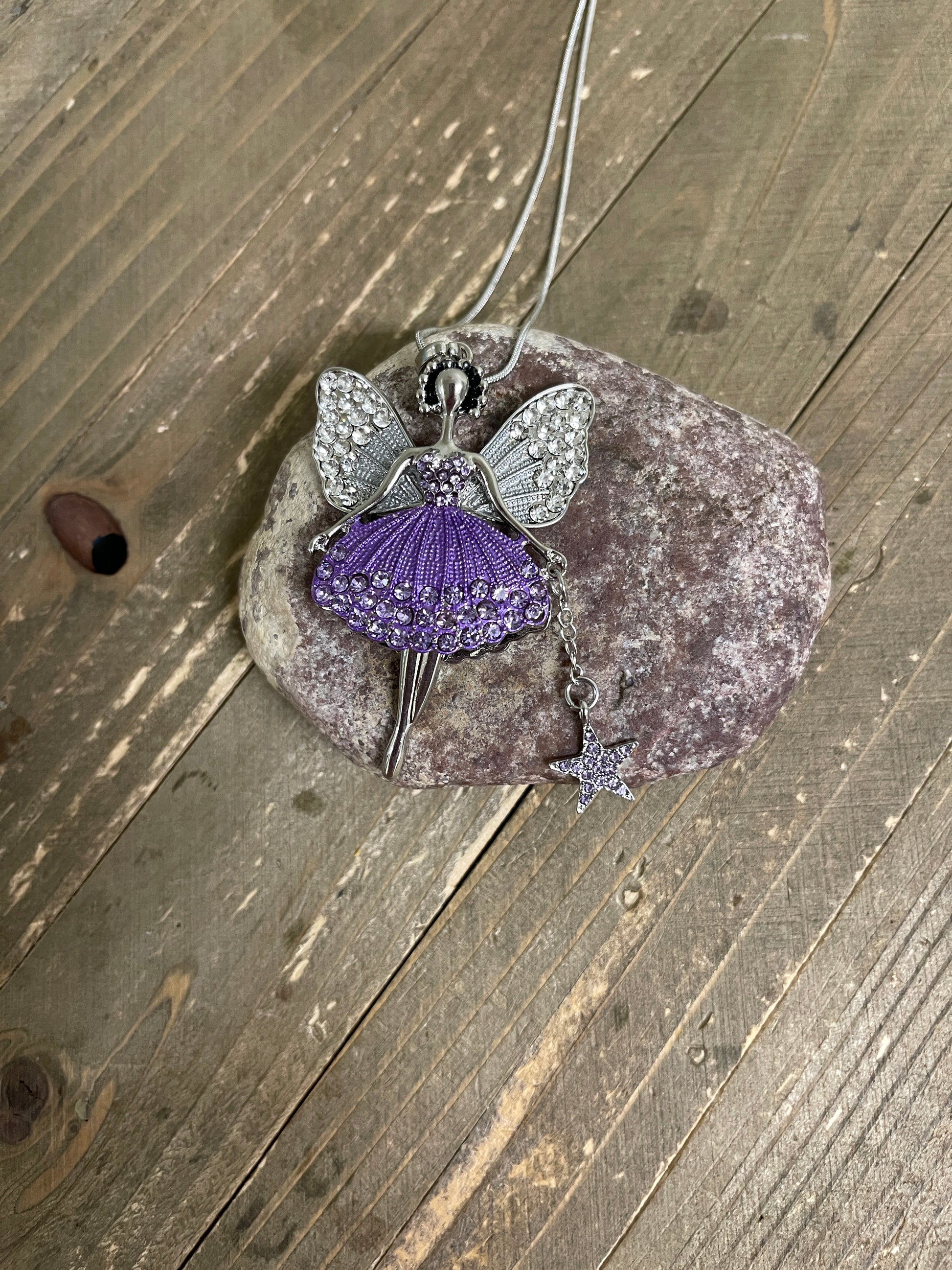Silver and Purple Fairy Pendant on a Silver chain NecklacePink tiful of LOVE