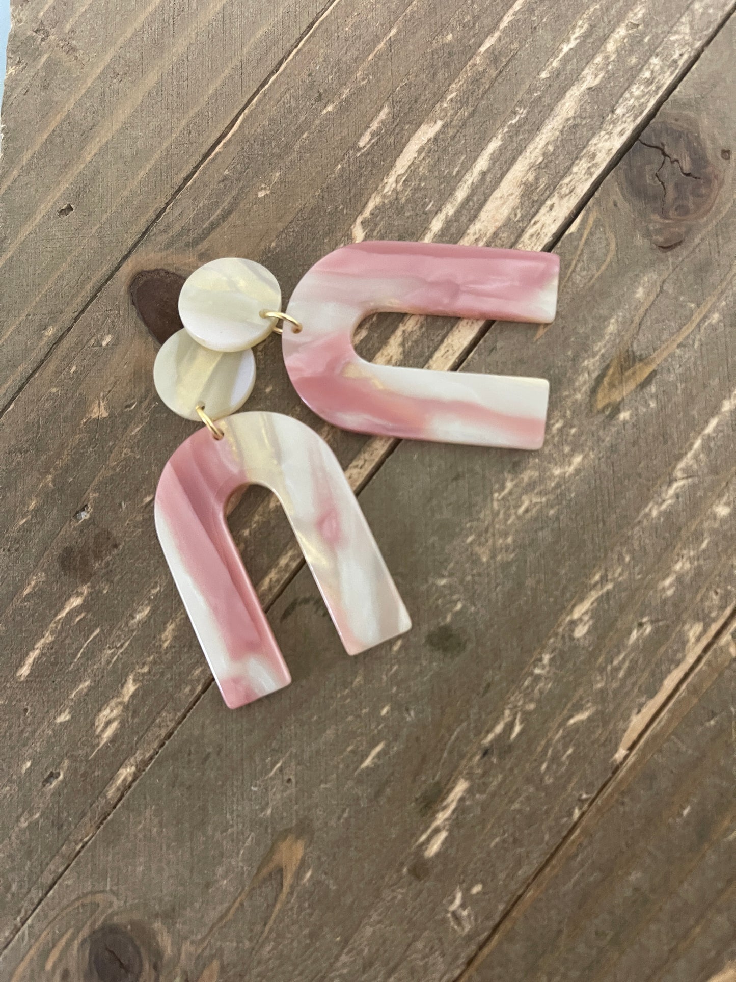 Pink and Ivory Acrylic charmStud EarringsPink tiful of LOVE