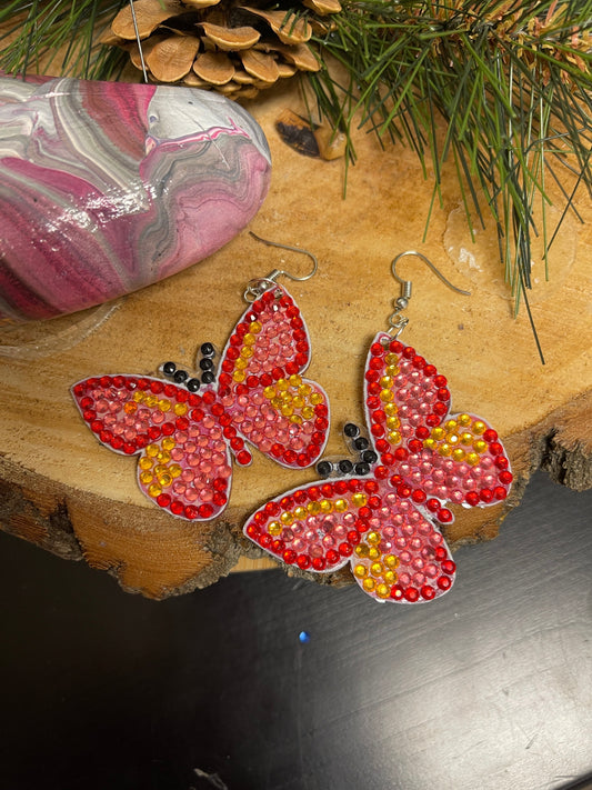 Diamond Painting Butterfly Wire Earrings-13Pink tiful of LOVE