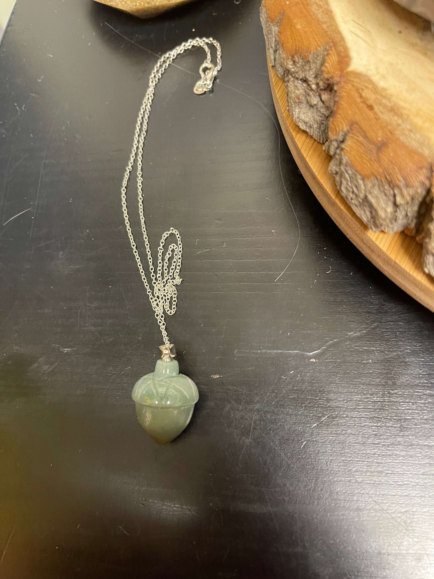 Agate Acorn Pendant on a Silver chain NecklacePink tiful of LOVE