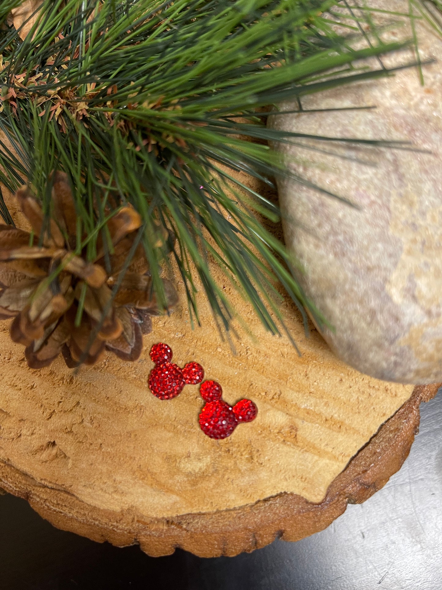 SPARKLING RED MOUSE Ears Stud EarringsPink tiful of LOVE