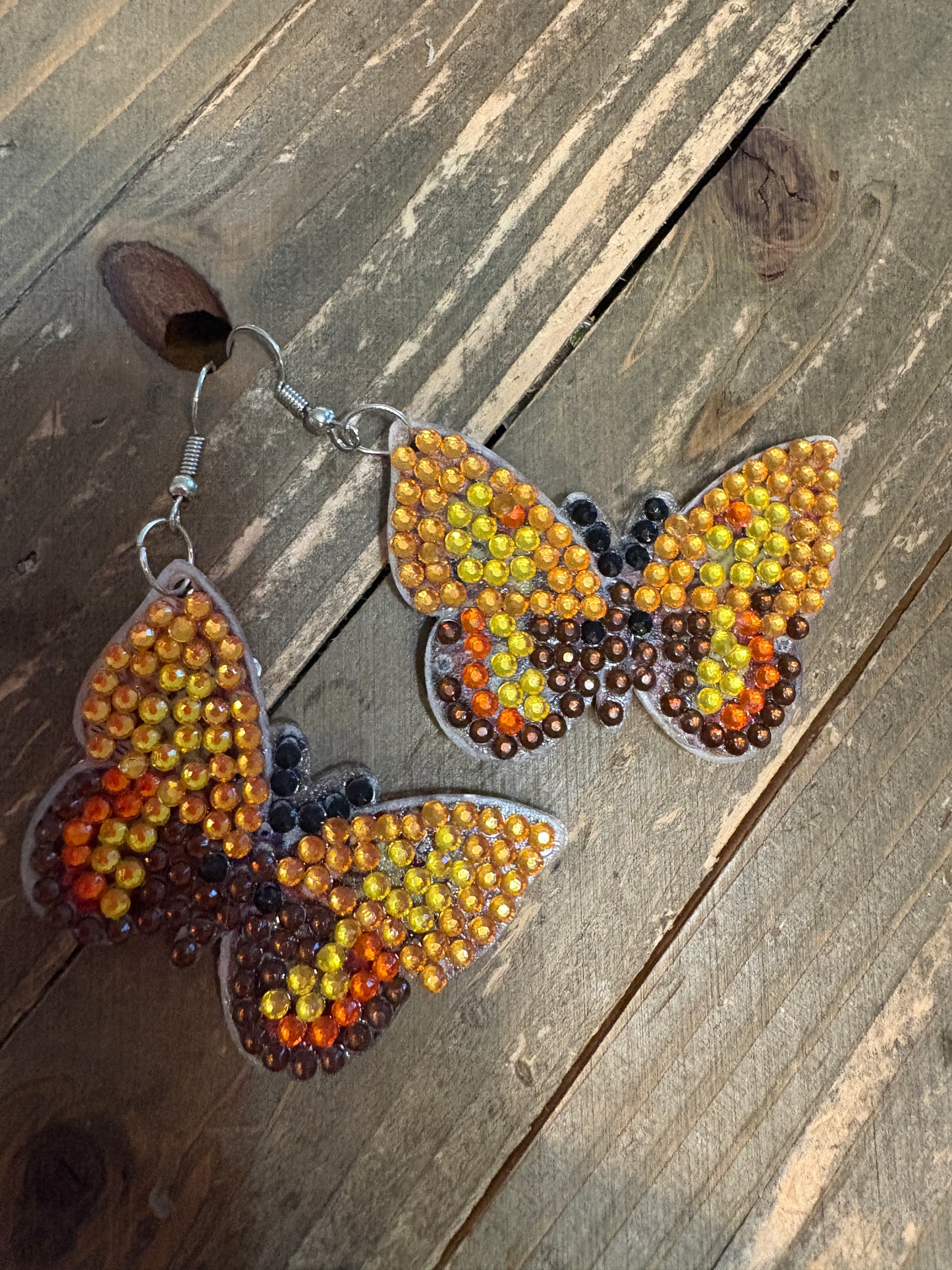 Autumn Glow Diamond Art Butterfly Earrings -19