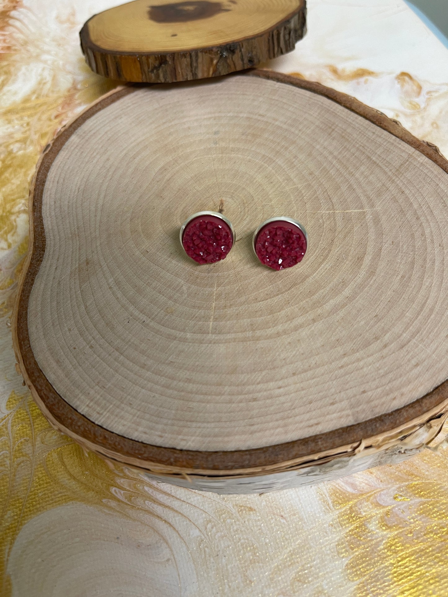 Sparkly Magenta Druzy Stud EarringsPink tiful of LOVE