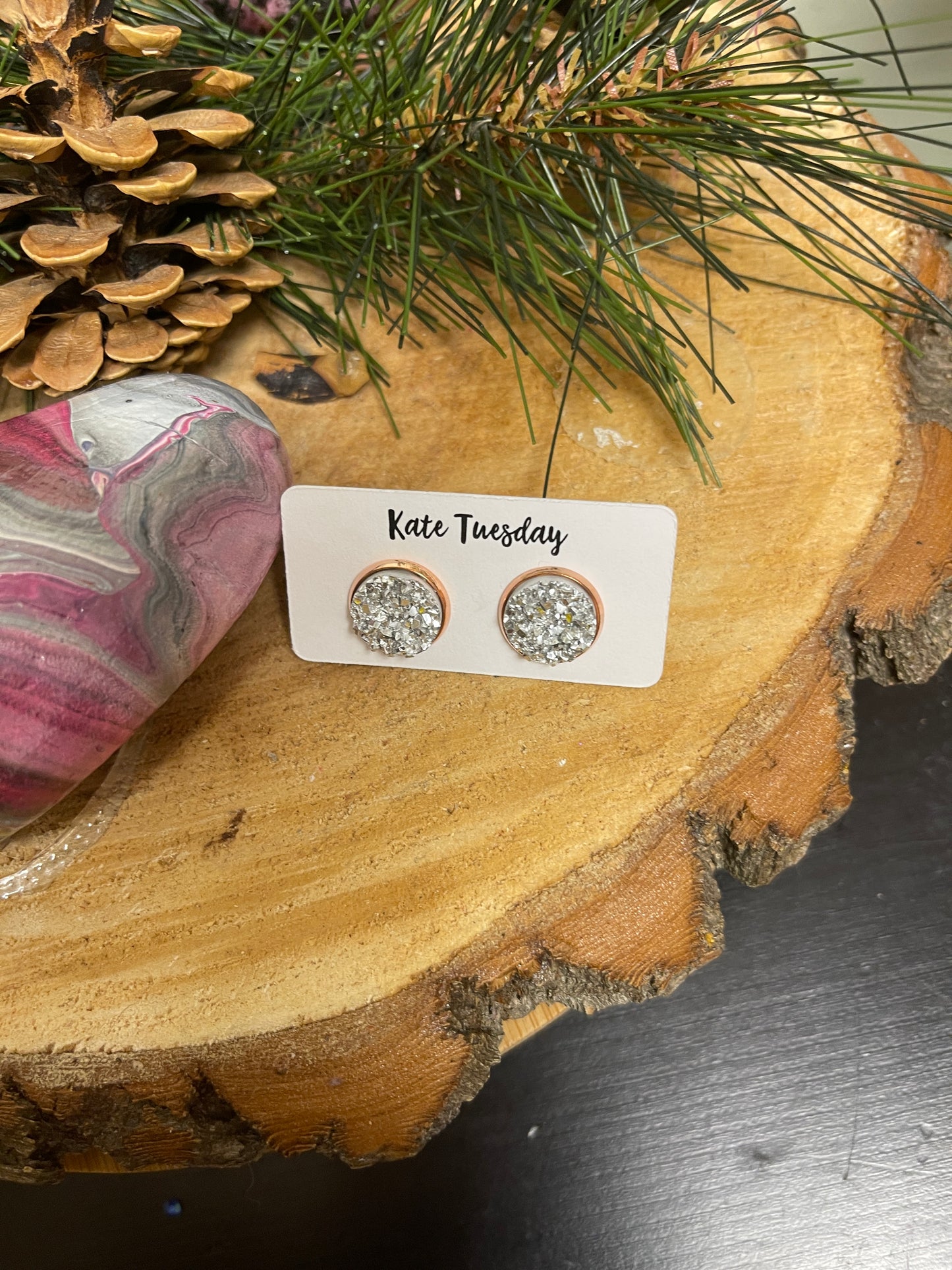 Sparkly Druzy Stud Earrings (4 colors to choose)Pink tiful of LOVE